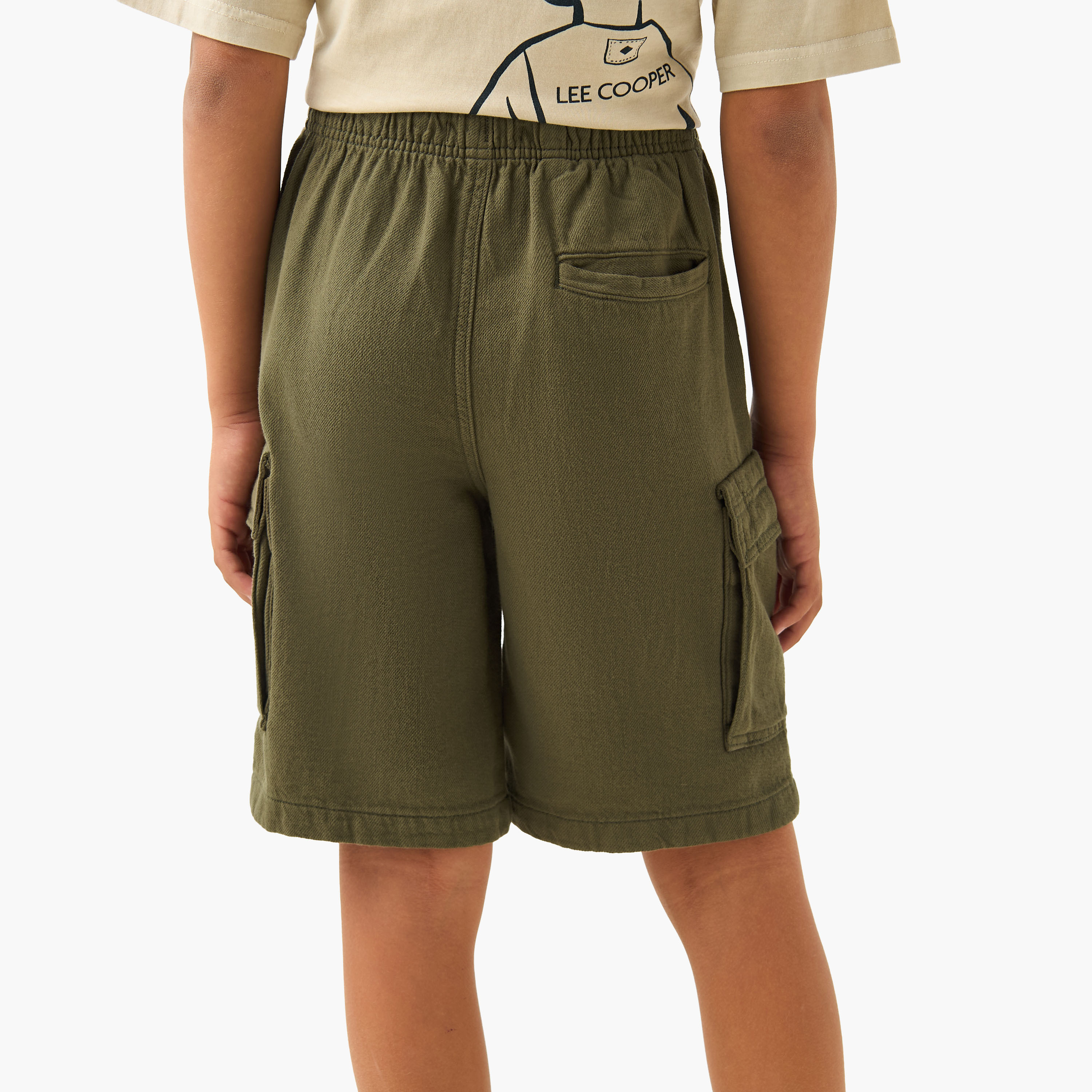 Juniors Knee Length Elasticated Drawstring Shorts with Pockets-boys-clothing-bottoms-shorts-image-3