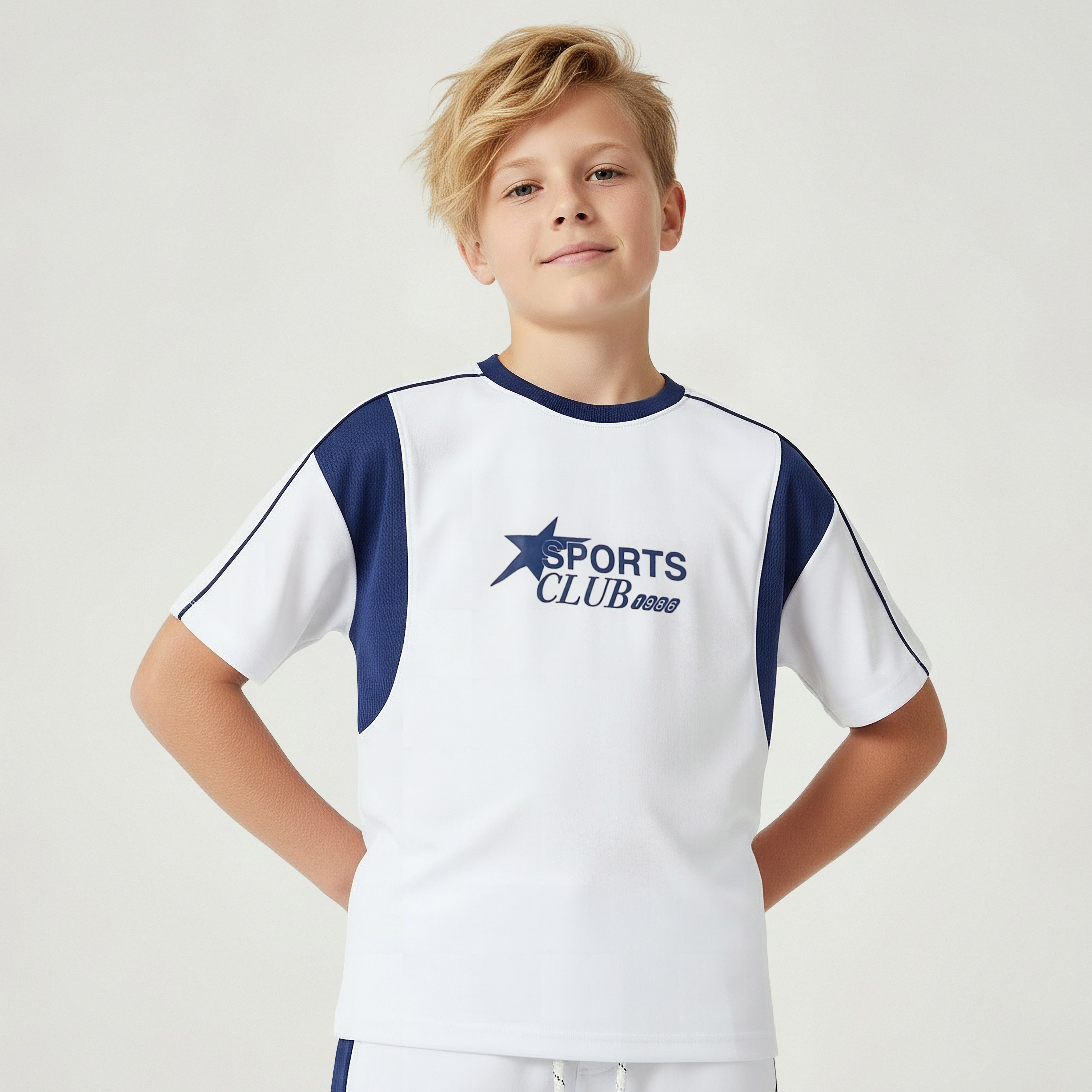 Juniors Crew Neck Short Sleeve T-shirt and Shorts Set with Print-boys-clothing-setsandcoords-image-2
