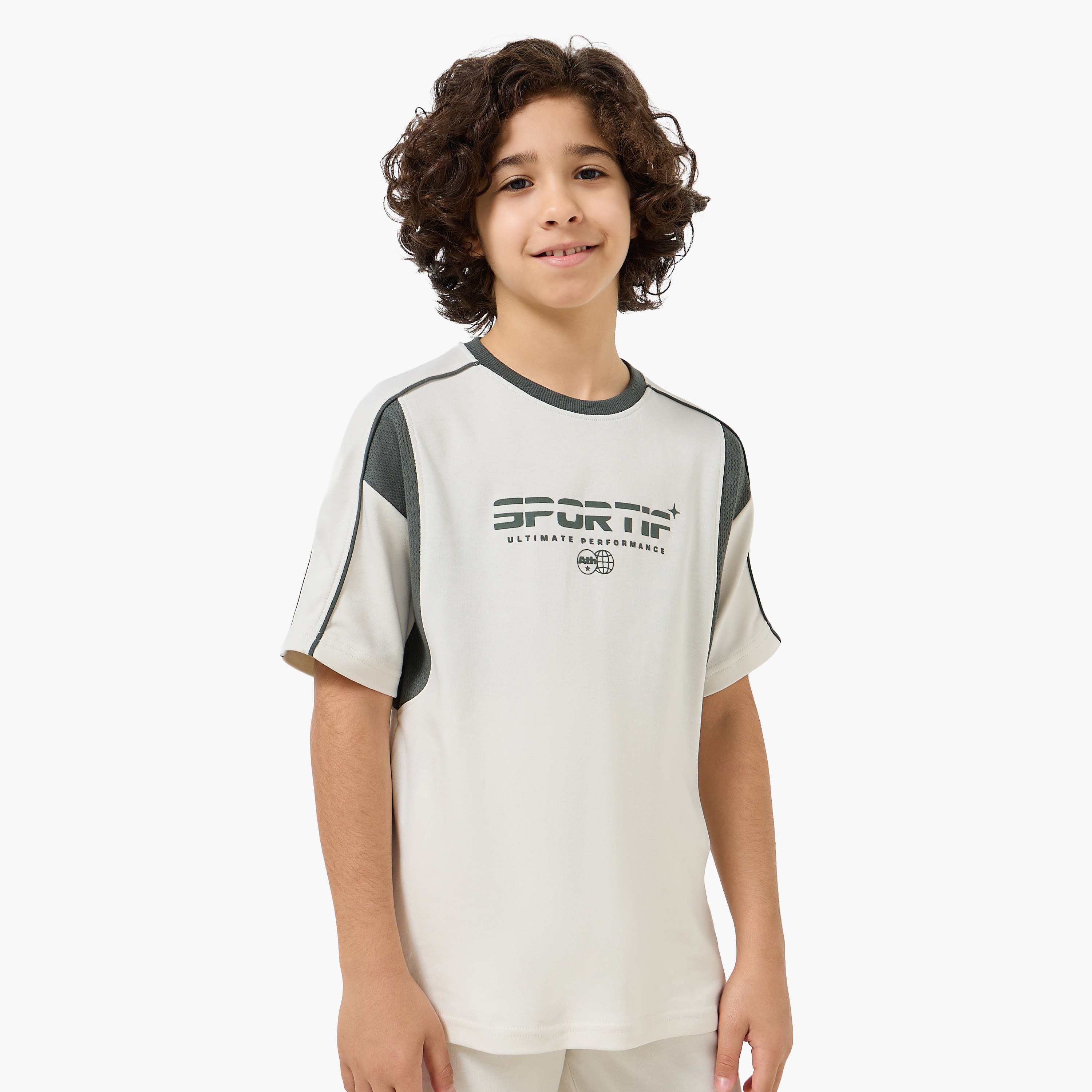 Juniors Crew Neck Short Sleeves T-shirt and Shorts Set with Print-boys-clothing-setsandcoords-image-2