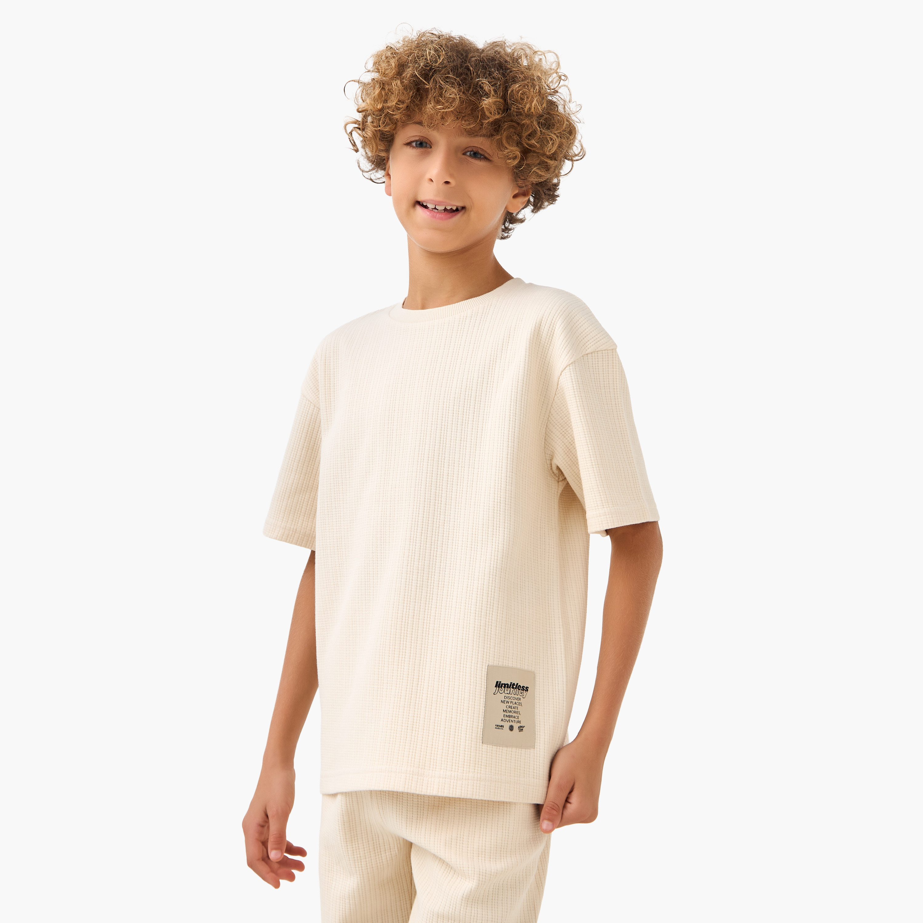 Juniors Crew Neck Short Sleeve T-shirt and Shorts Set with Drawstring Closure-boys-clothing-setsandcoords-image-2
