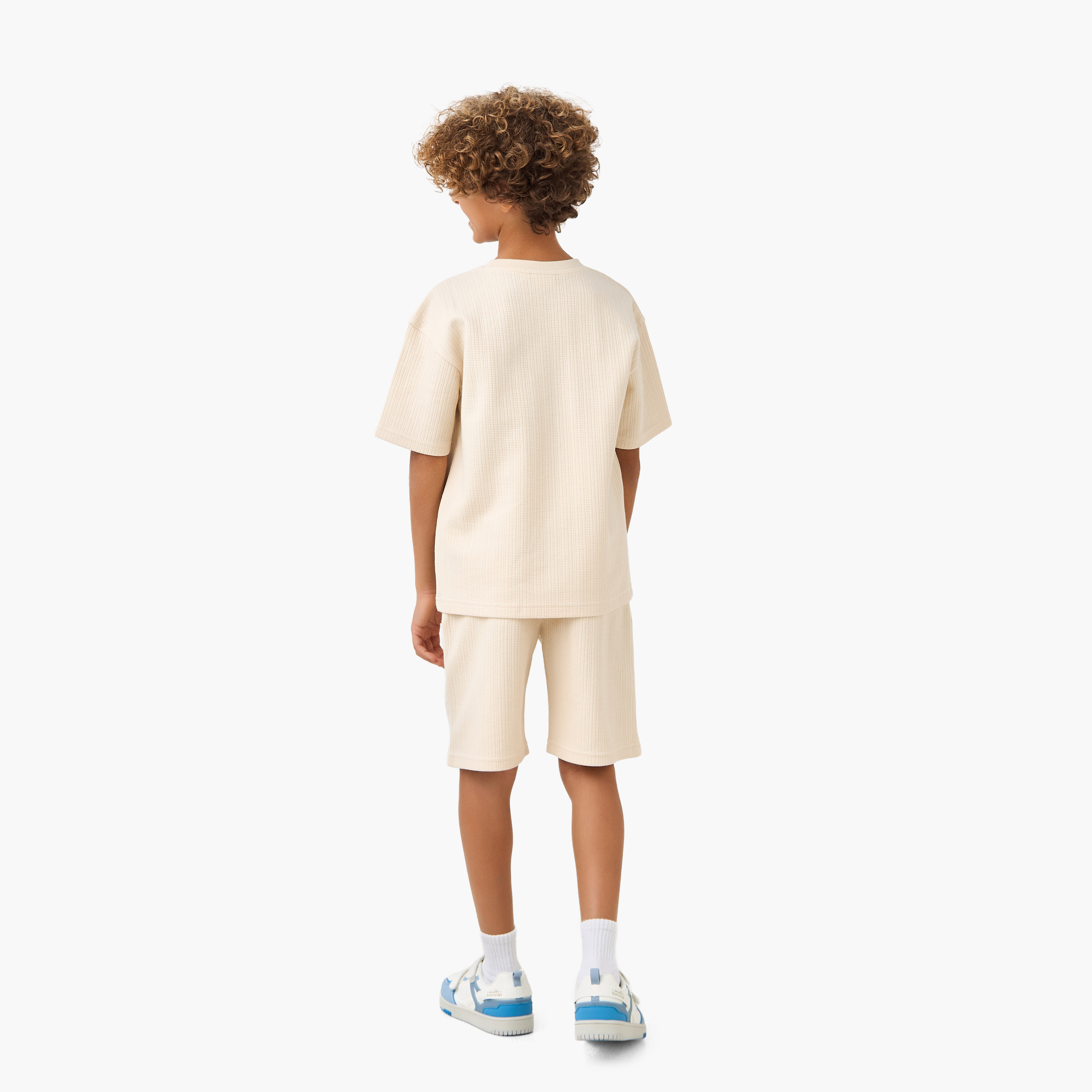 Juniors Crew Neck Short Sleeve T-shirt and Shorts Set with Drawstring Closure-boys-clothing-setsandcoords-image-3