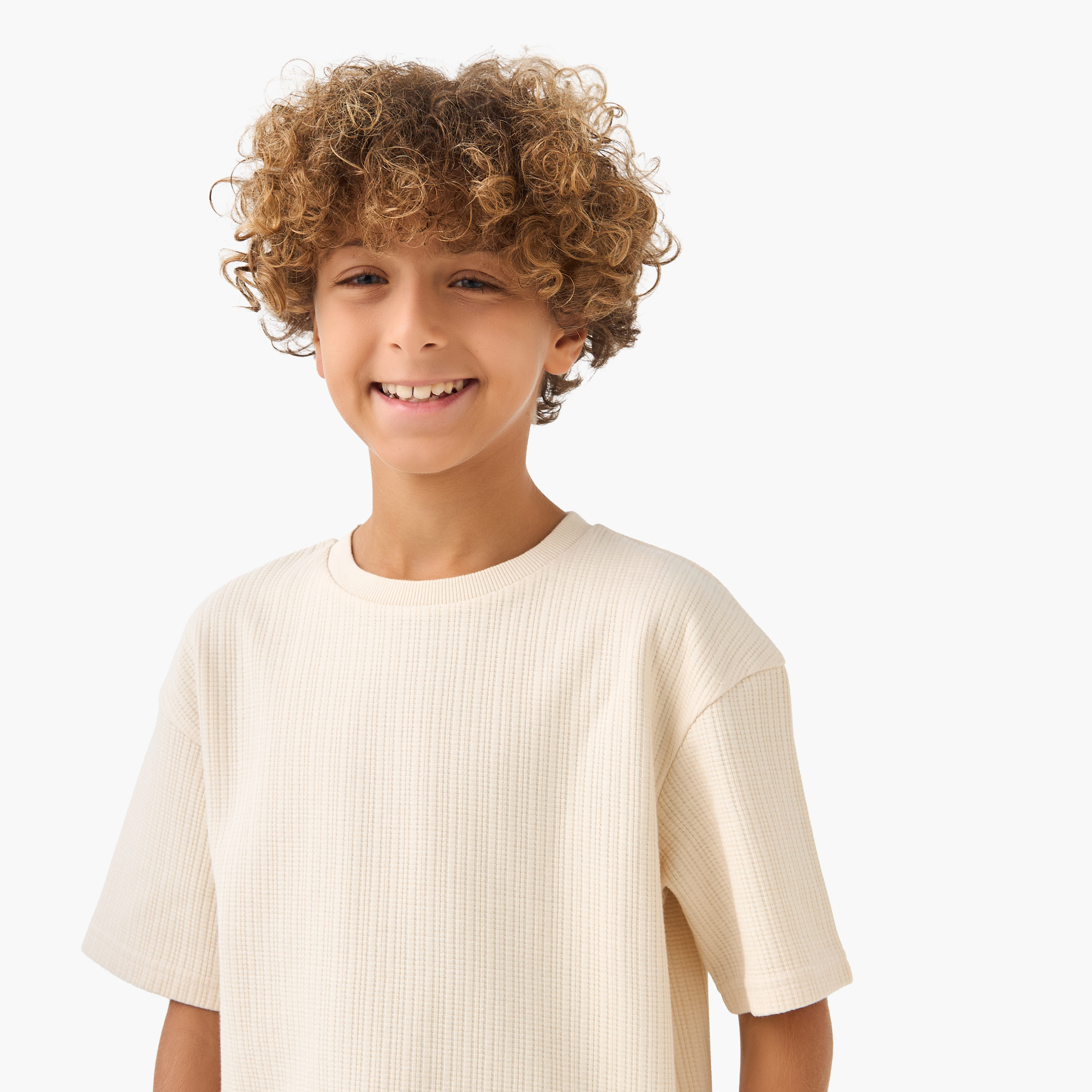 Juniors Crew Neck Short Sleeve T-shirt and Shorts Set with Drawstring Closure-boys-clothing-setsandcoords-image-5
