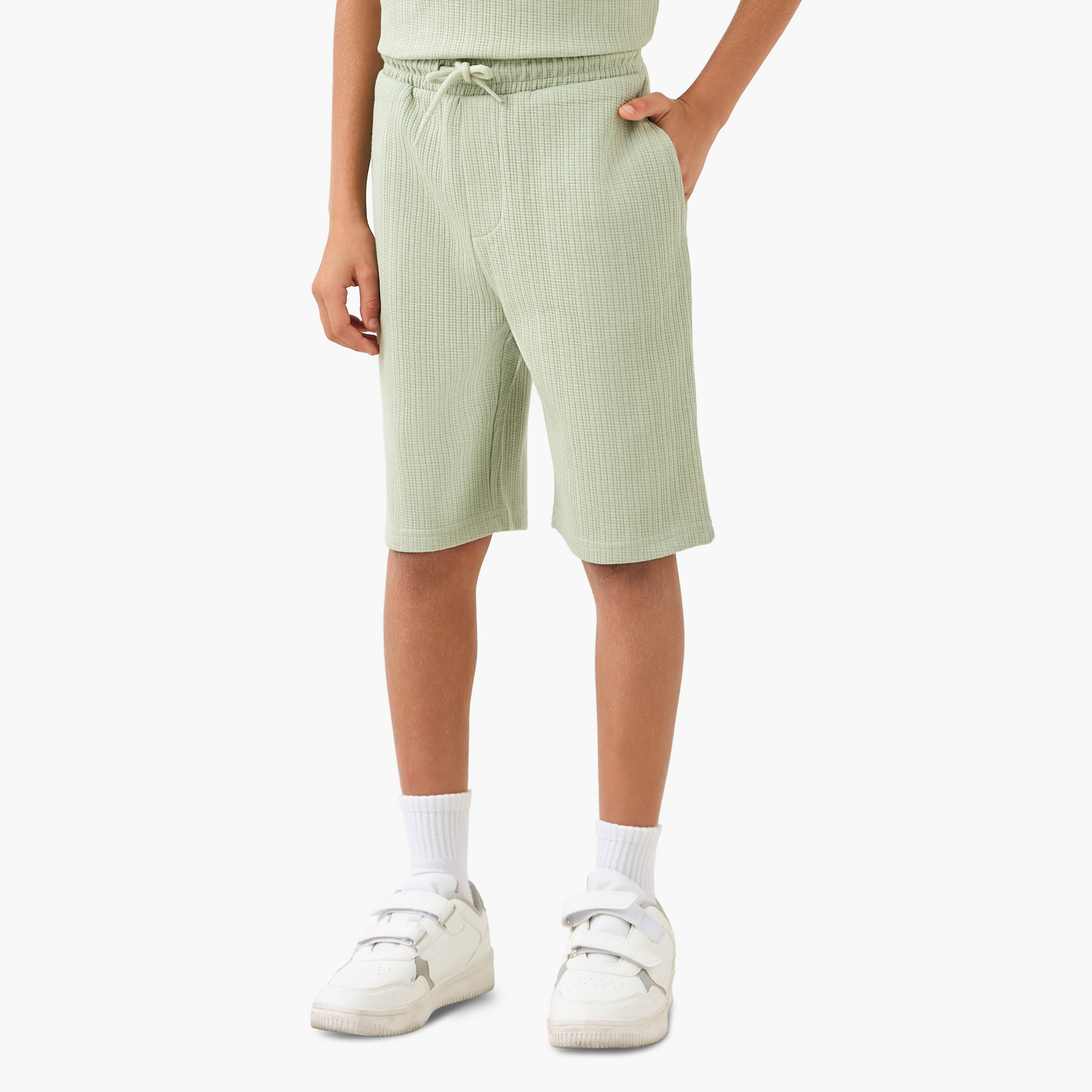 Juniors Crew Neck Short Sleeve T-shirt and Shorts Set with Drawstring Closure-boys-clothing-setsandcoords-image-3