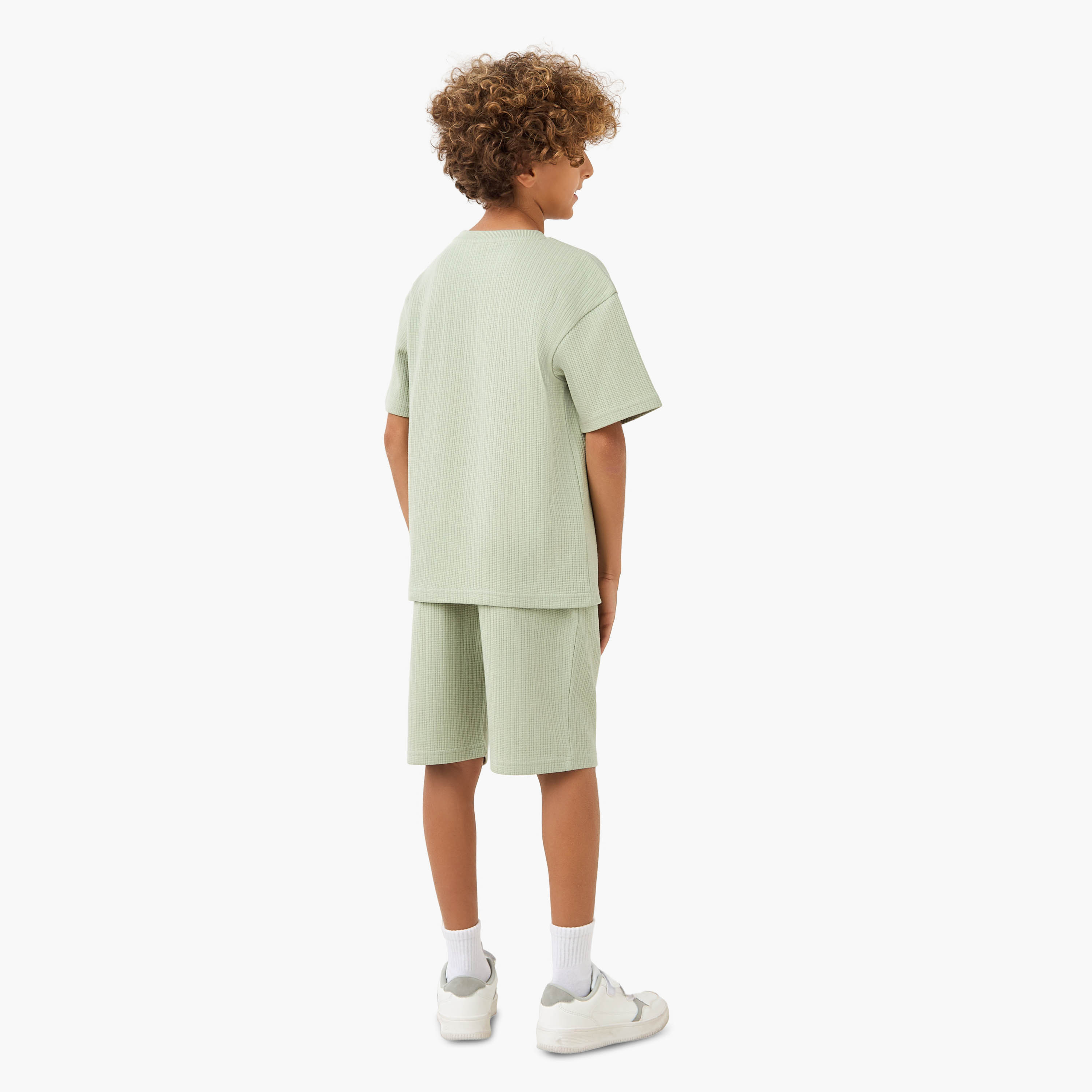 Juniors Crew Neck Short Sleeve T-shirt and Shorts Set with Drawstring Closure-boys-clothing-setsandcoords-image-4