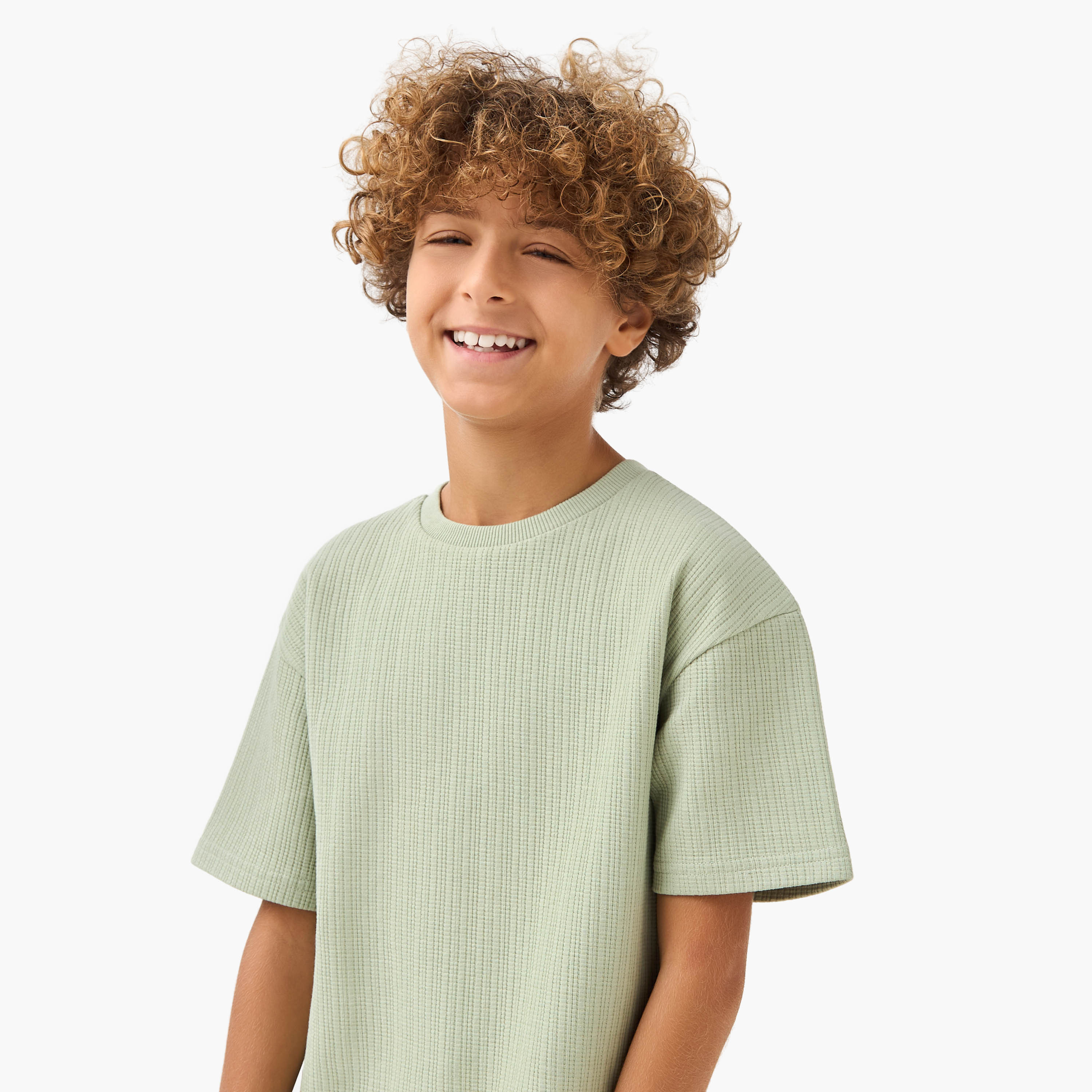 Juniors Crew Neck Short Sleeve T-shirt and Shorts Set with Drawstring Closure-boys-clothing-setsandcoords-image-5
