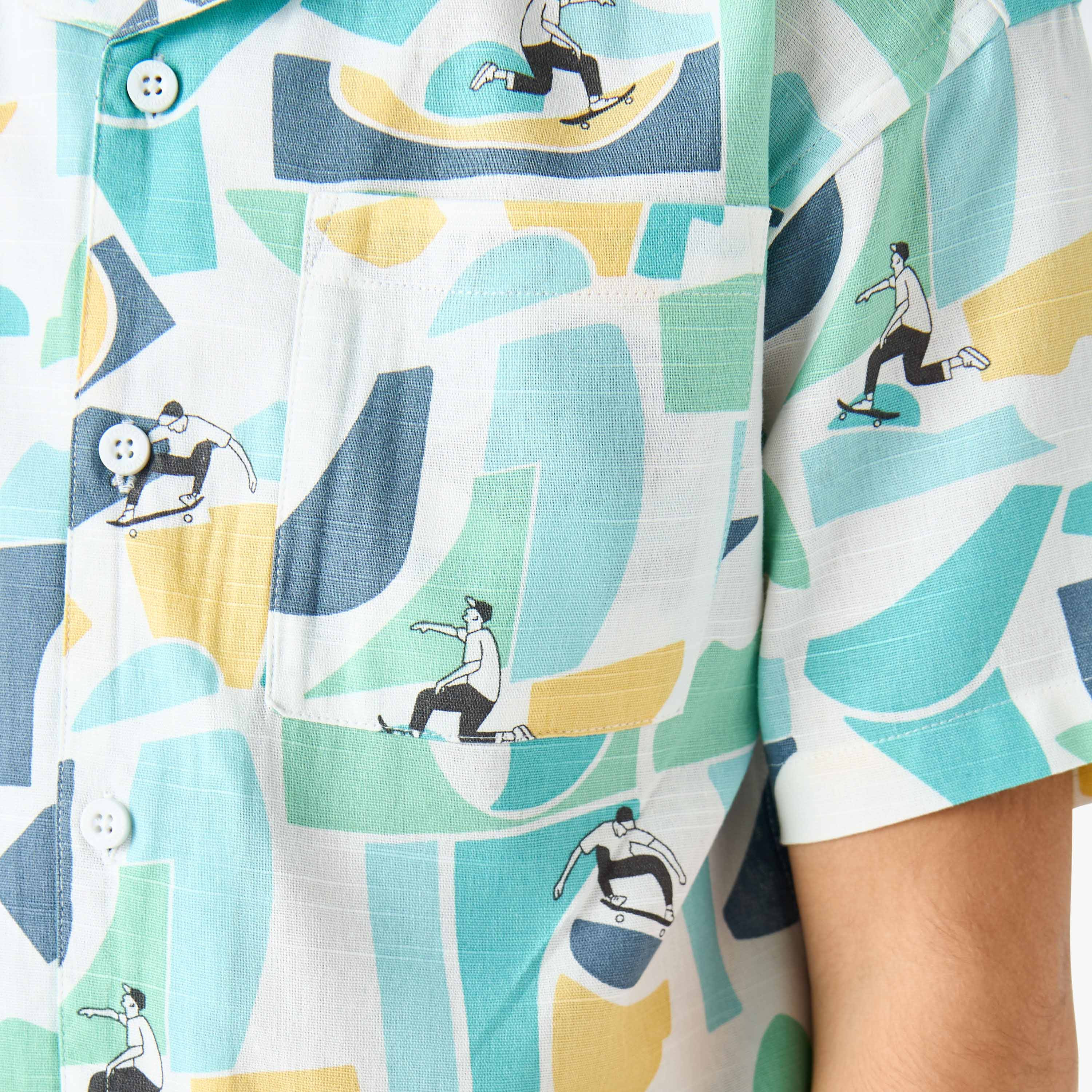 Juniors Camp Collar Short Sleeves Shirt and Shorts Set with Abstract Print-boys-clothing-setsandcoords-image-7