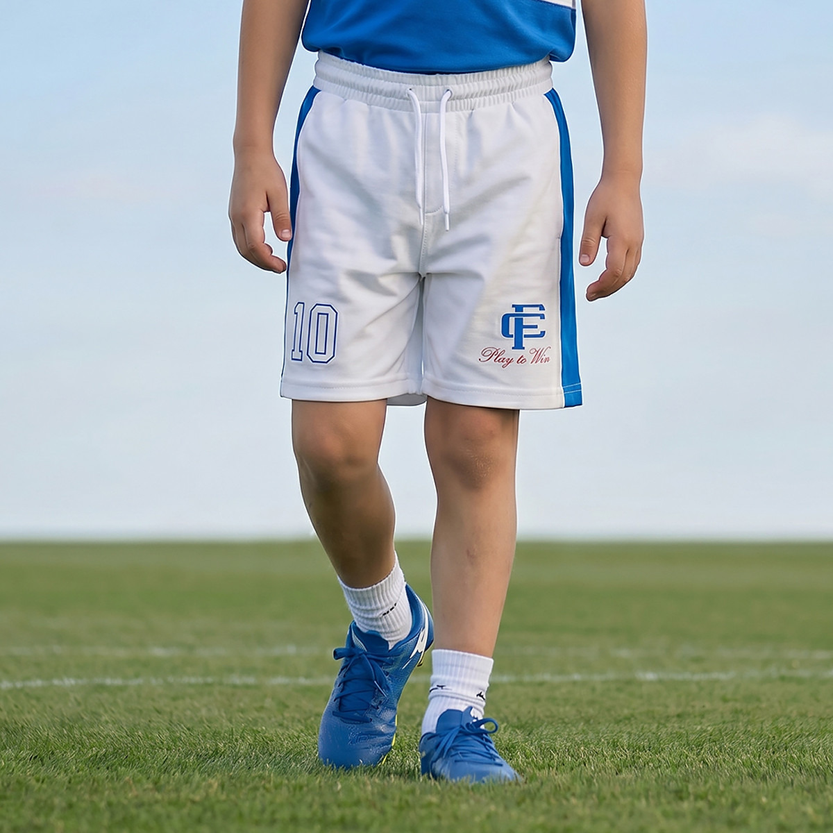 Juniors Collared Short Sleeves T-shirt and Shorts Set with France Print-sports-gear-football-clothing-sets-image-4