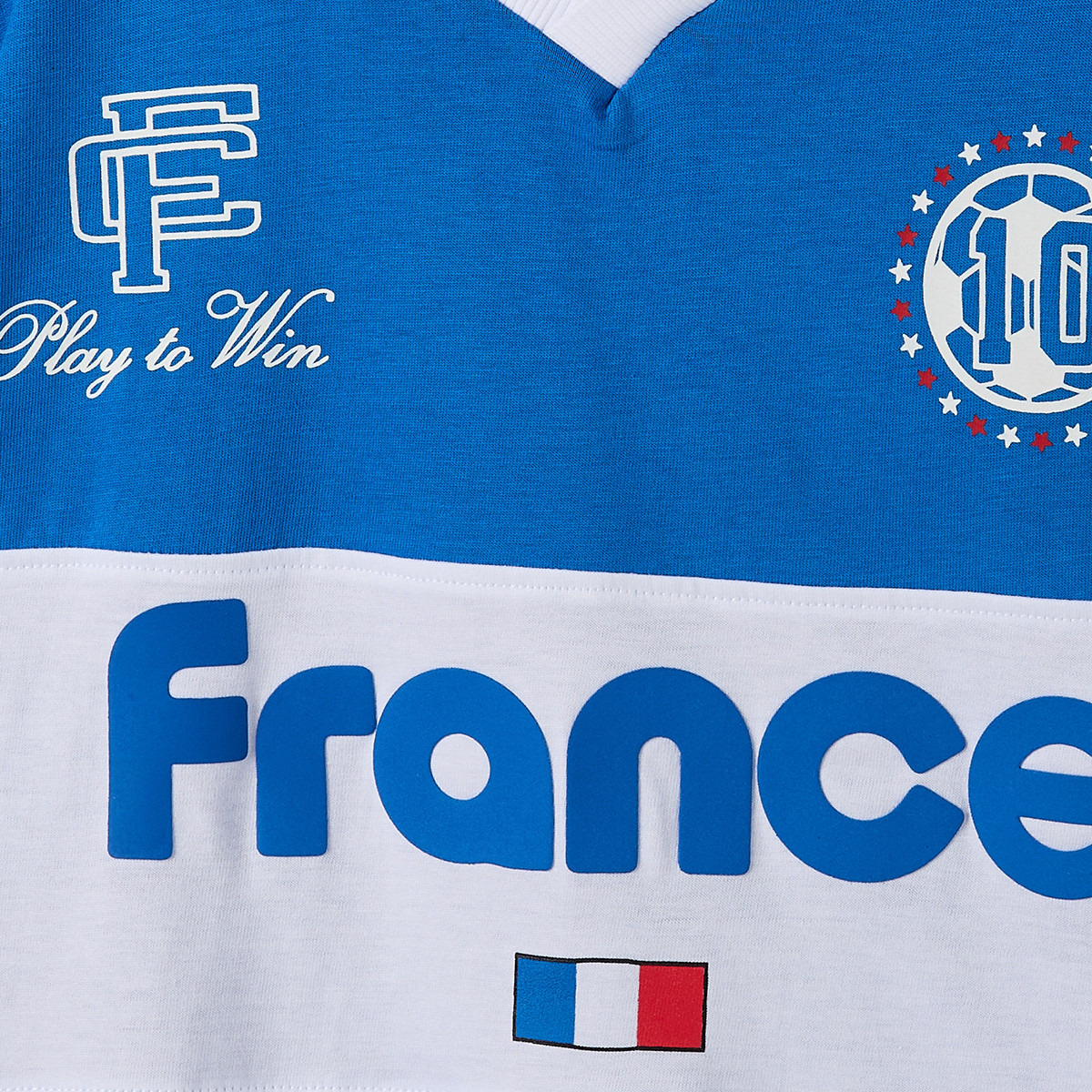 Juniors Collared Short Sleeves T-shirt and Shorts Set with France Print-sports-gear-football-clothing-sets-image-5