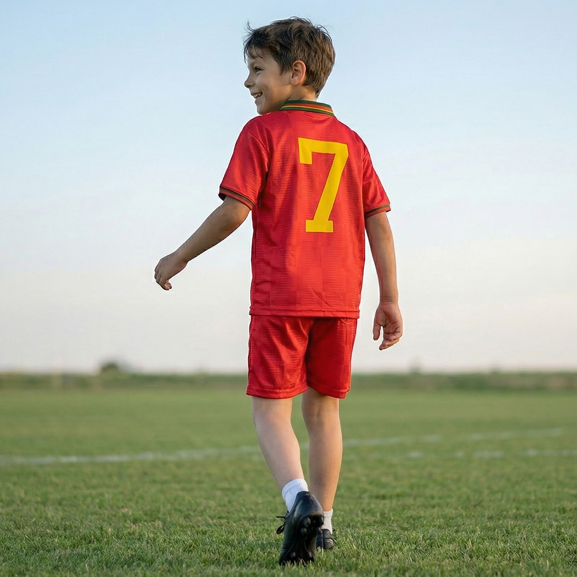 Juniors Collared Short Sleeves Polo T-shirt and Shorts Set with Portugal Print-boys-clothing-sportswear-sets-image-3