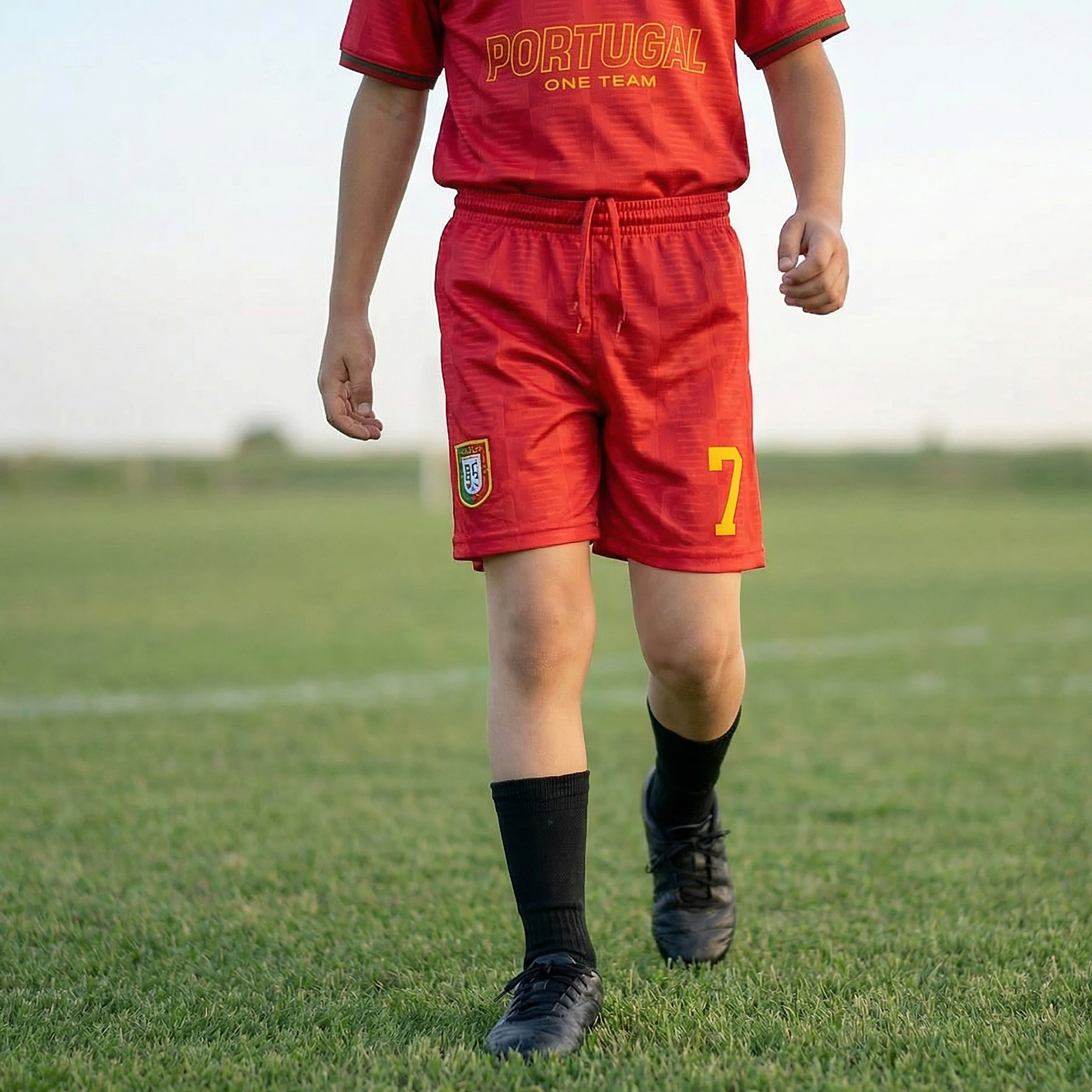 Juniors Collared Short Sleeves Polo T-shirt and Shorts Set with Portugal Print-boys-clothing-sportswear-sets-image-4