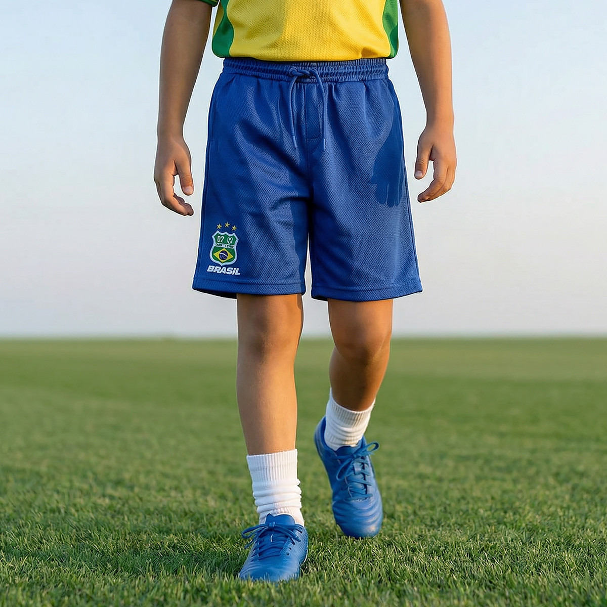 Juniors V-neck Short Sleeves T-shirt and Shorts Set with Brazil Print-boys-clothing-sportswear-sets-image-4