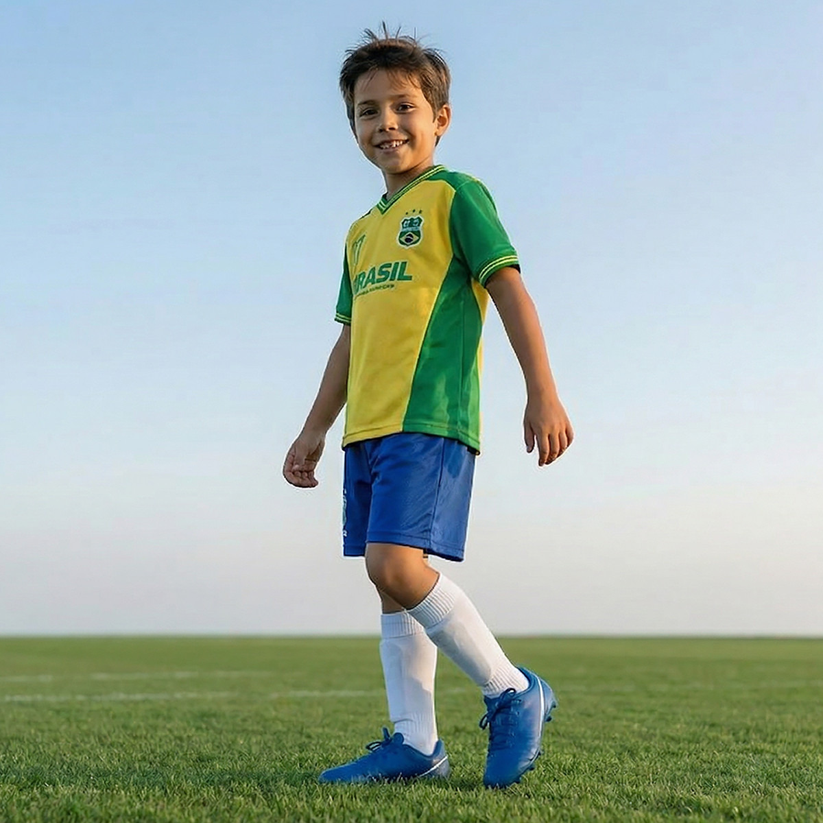 Juniors V-neck Short Sleeves T-shirt and Shorts Set with Brazil Print-boys-clothing-sportswear-sets-image-6