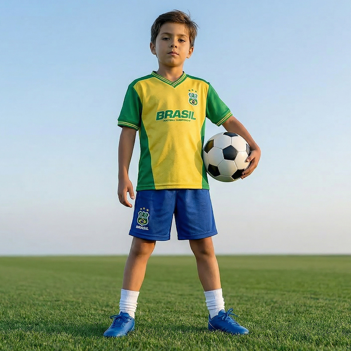 Juniors V-neck Short Sleeves T-shirt and Shorts Set with Brazil Print-boys-clothing-sportswear-sets-image-7