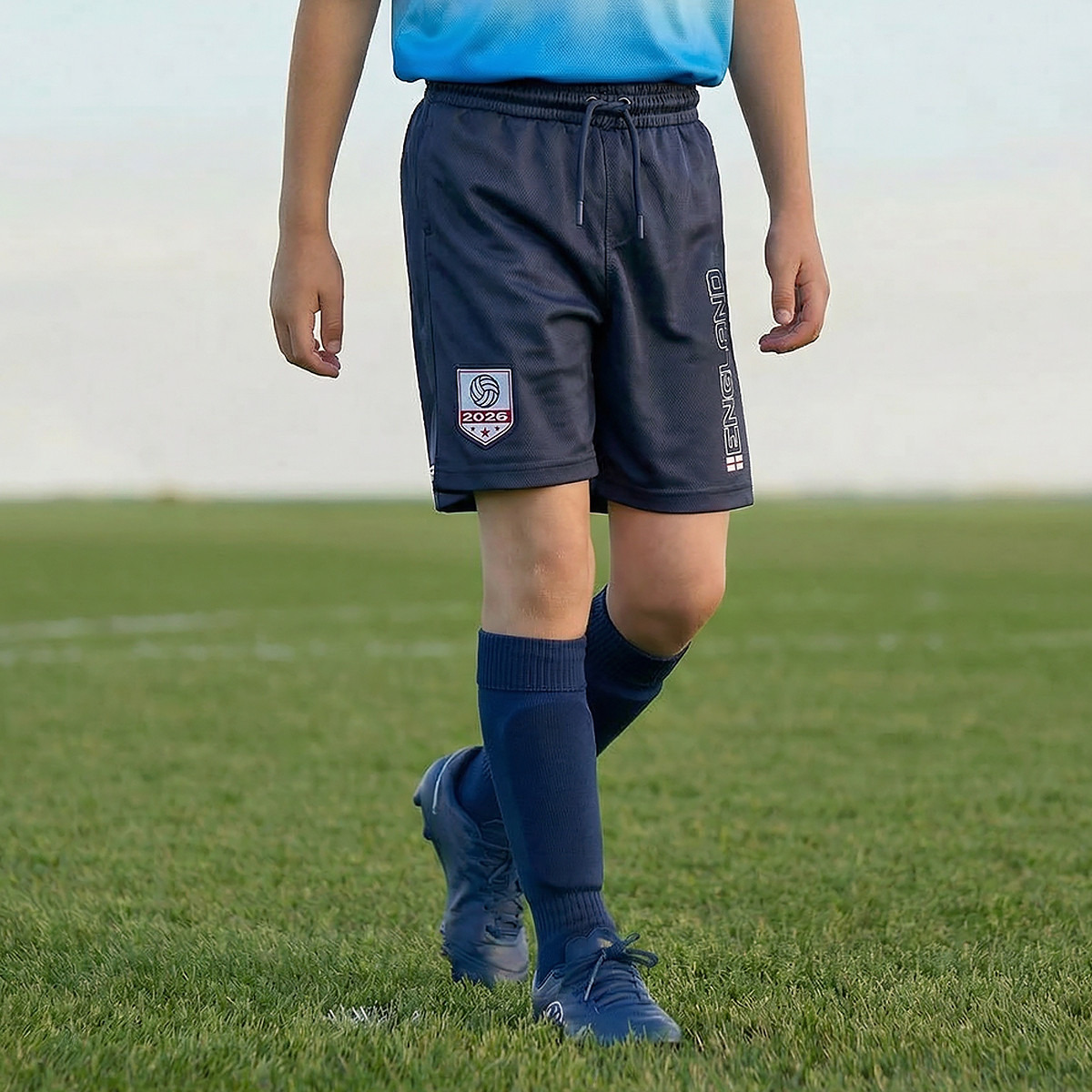 Juniors Collared Short Sleeves T-shirt and Shorts Set with England Print-sports-gear-football-clothing-sets-image-4