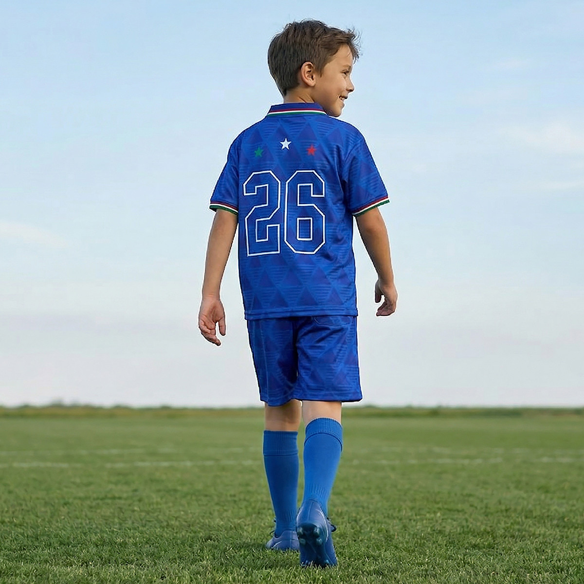 Juniors Collared Short Sleeves Polo T-shirt and Shorts Set with Italy Print-boys-clothing-sportswear-sets-image-3