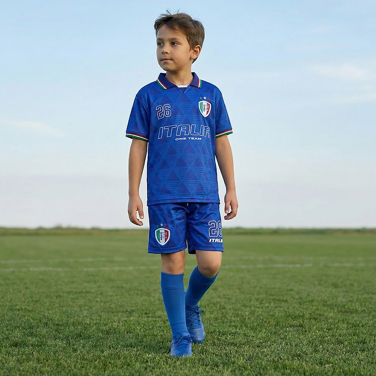 Juniors Collared Short Sleeves Polo T-shirt and Shorts Set with Italy Print-boys-clothing-sportswear-sets-image-7