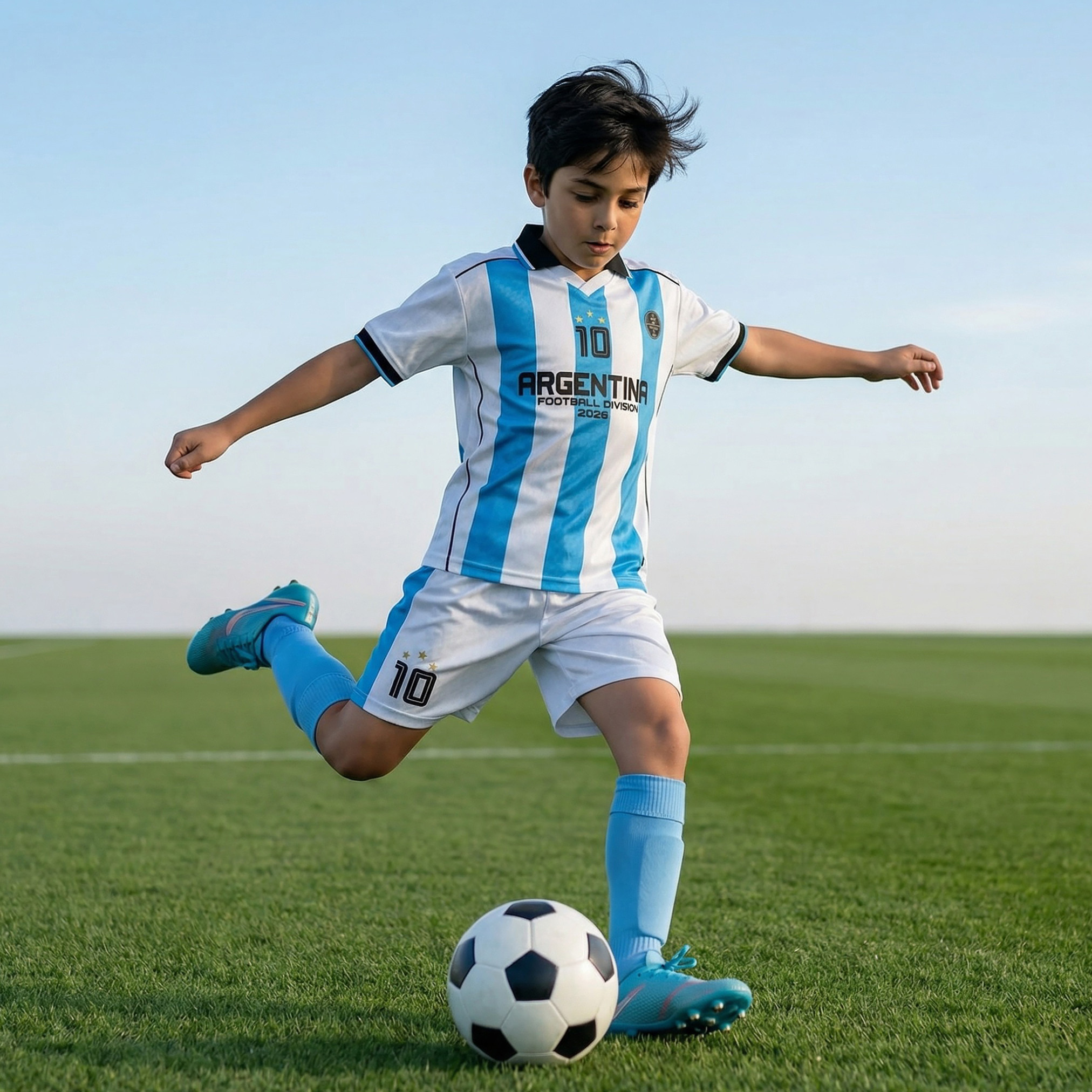 Juniors Collared Short Sleeves Polo T-shirt and Shorts Set with Argentina Print-boys-clothing-sportswear-sets-image-1