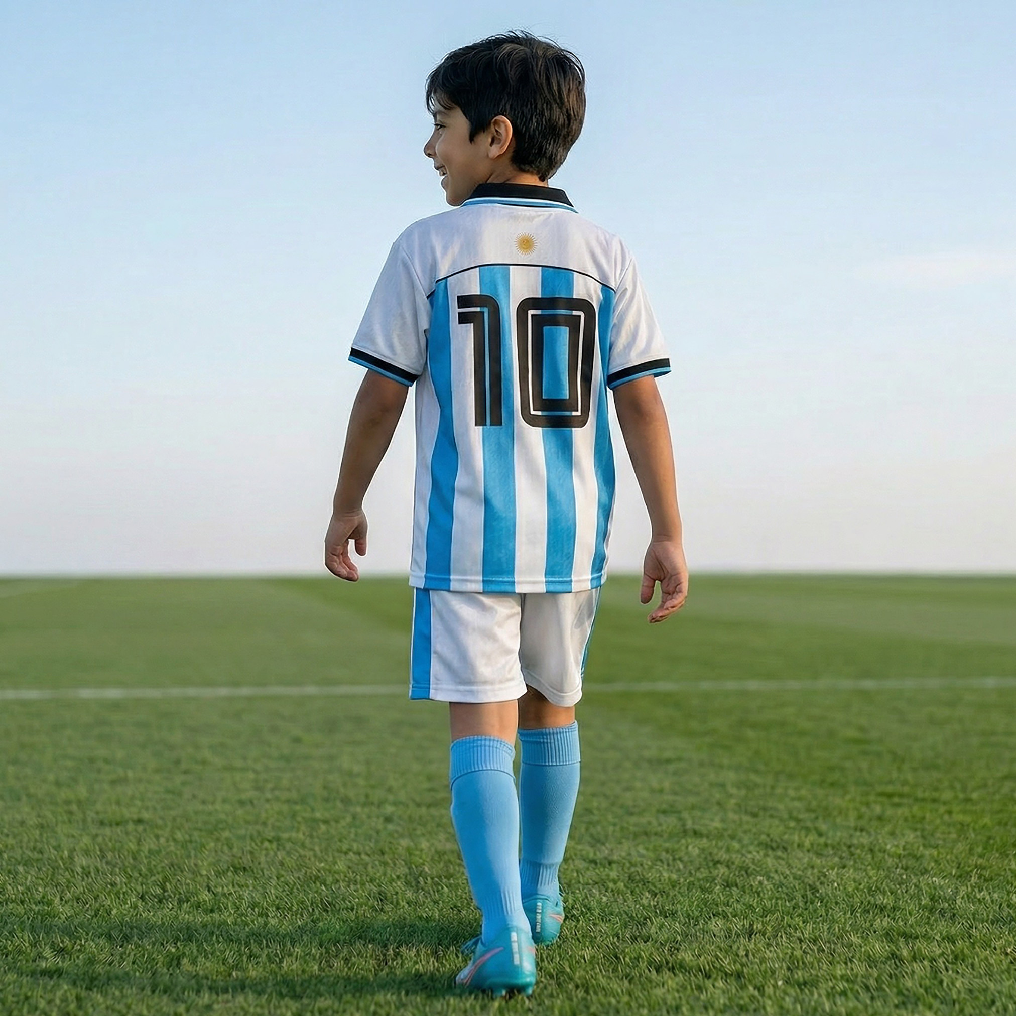 Juniors Collared Short Sleeves Polo T-shirt and Shorts Set with Argentina Print-boys-clothing-sportswear-sets-image-3