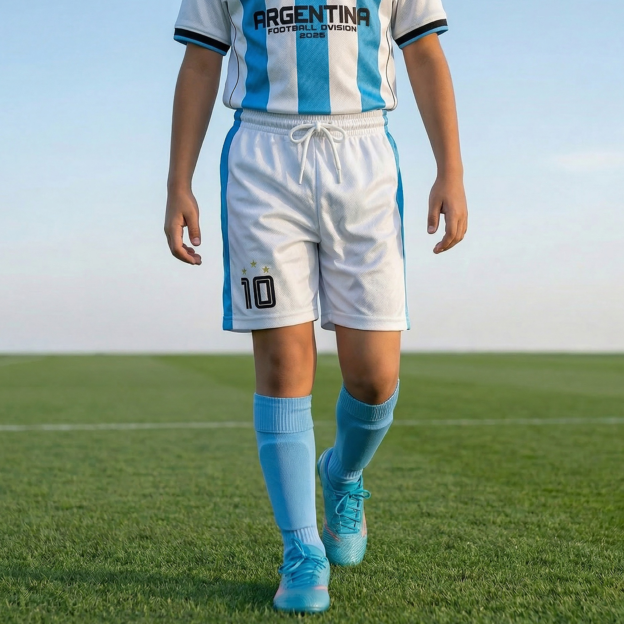 Juniors Collared Short Sleeves Polo T-shirt and Shorts Set with Argentina Print-boys-clothing-sportswear-sets-image-4