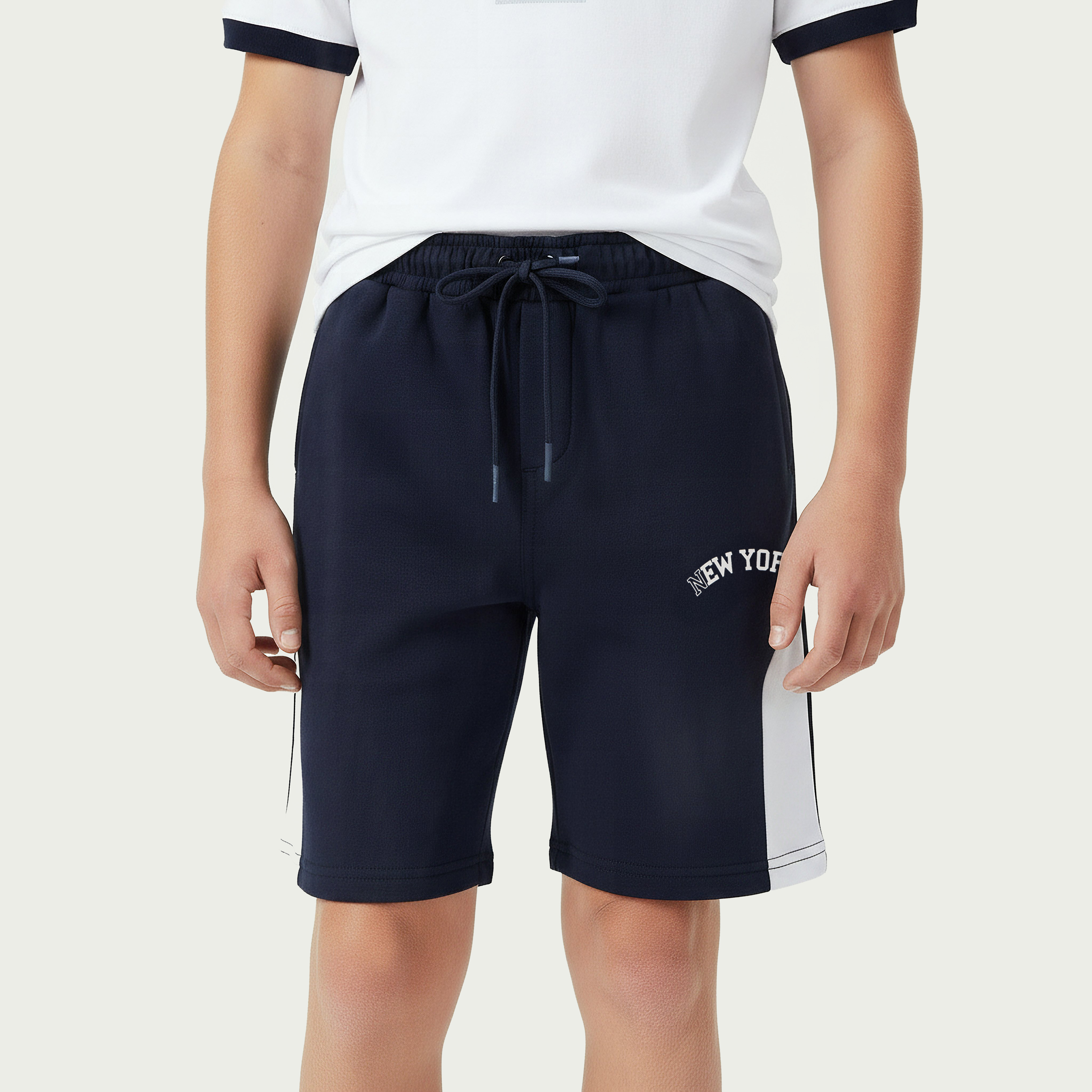 Juniors Crew Neck Short Sleeves T-shirt and Shorts Set with New York Print-boys-clothing-setsandcoords-image-3