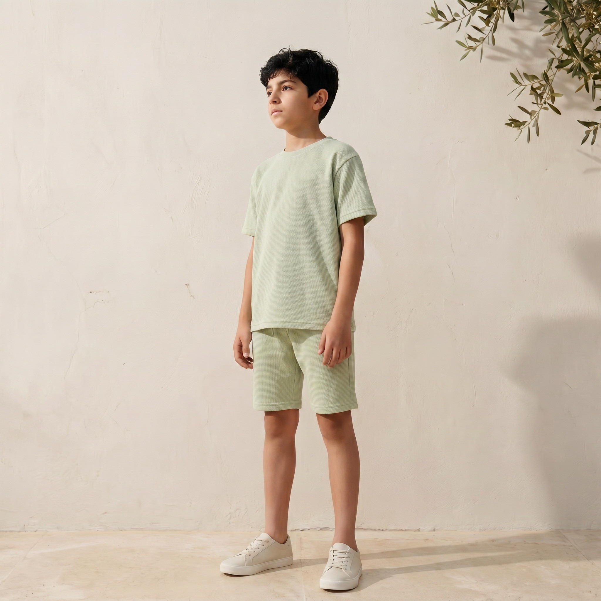 طقم شورت وتيشيرت بارز الملمس بأكمام قصيرة وياقة ضيقة من جونيورز-boys-clothing-setsandcoords-image-7