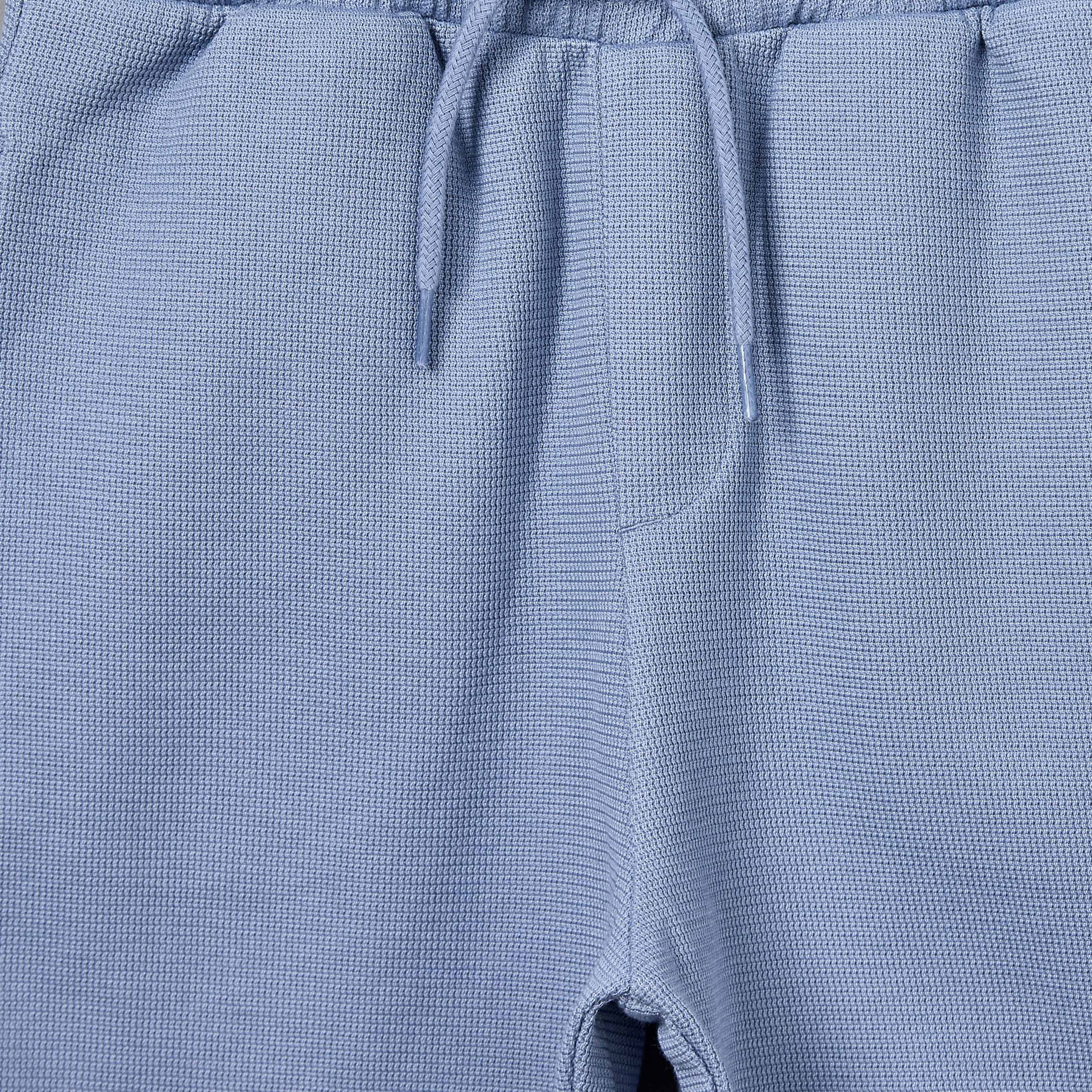Juniors Crew Neck Short Sleeves T-shirt and Shorts Set with Textured Design-boys-clothing-setsandcoords-image-6