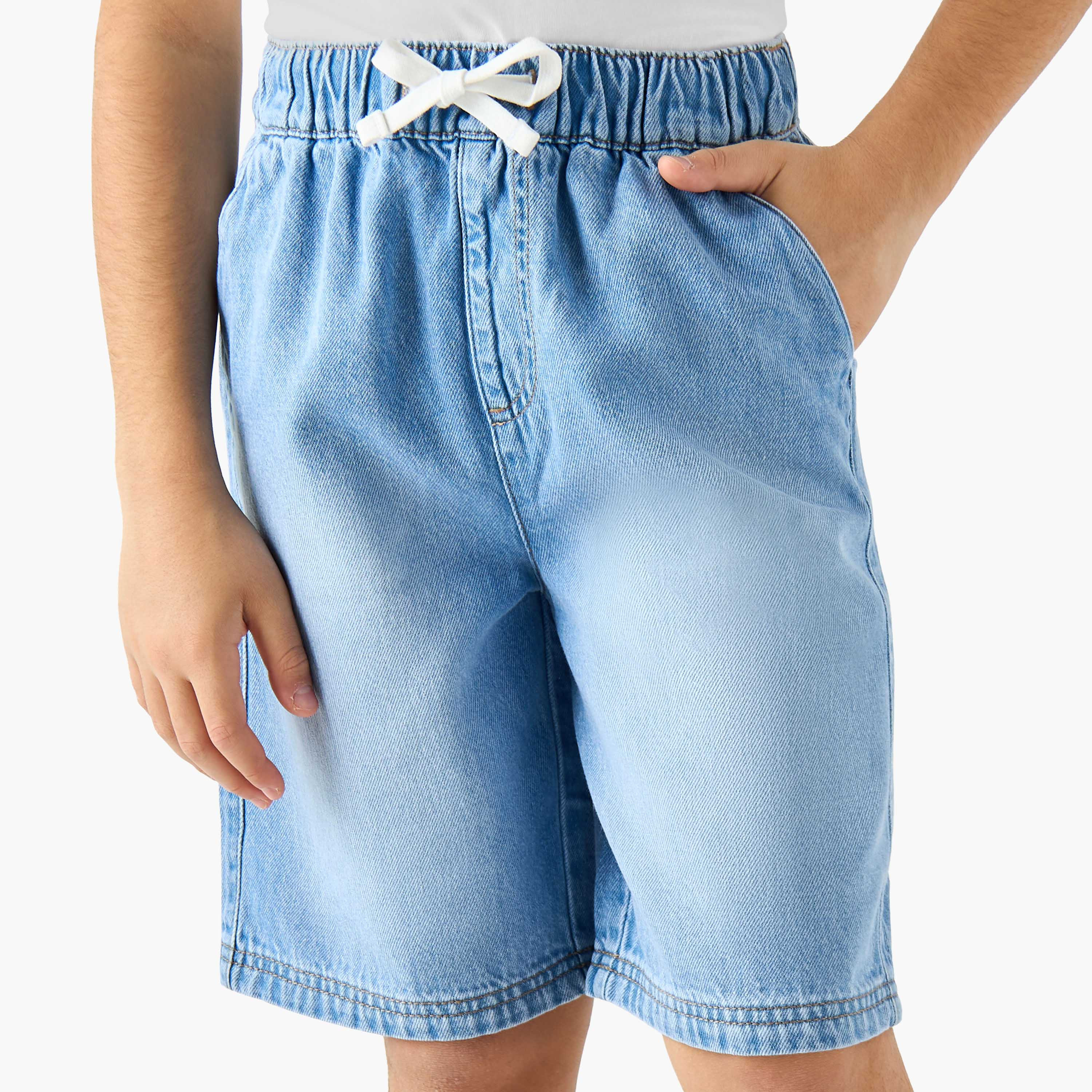 شورت دينم برباط على الخصر وجيوب من جونيورز-boys-clothing-bottoms-shorts-image-2
