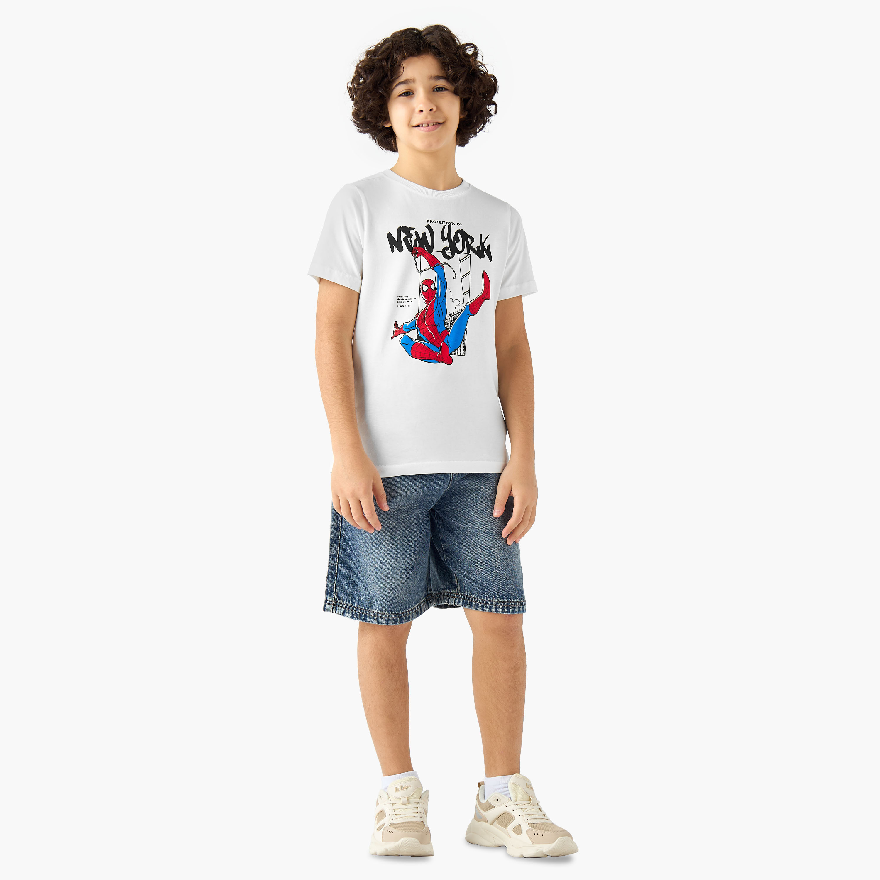 Juniors Elasticated Drawstring Waist Denim Shorts-boys-clothing-bottoms-shorts-image-2