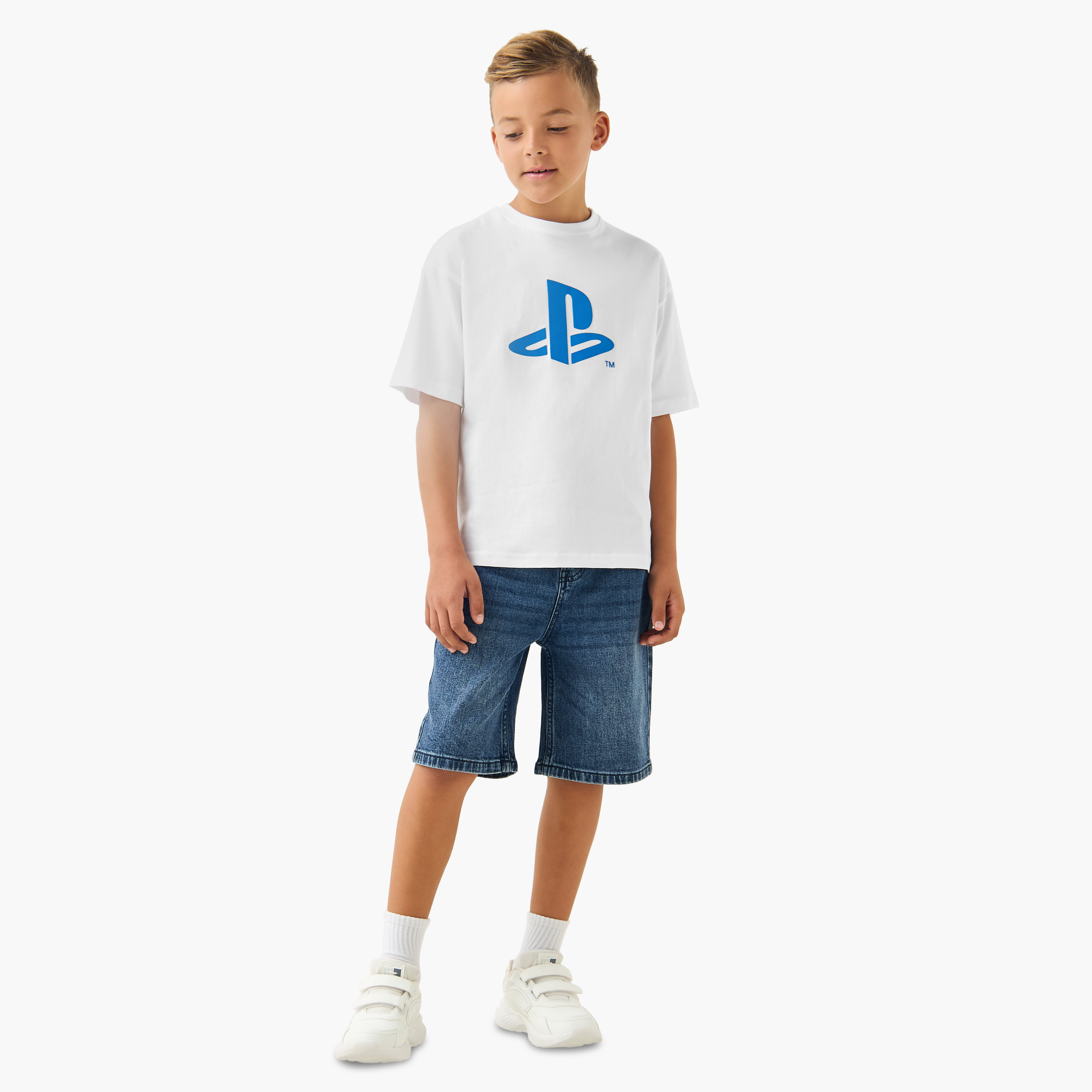 Juniors Button Waist Denim Shorts with Pockets-boys-clothing-bottoms-shorts-image-2