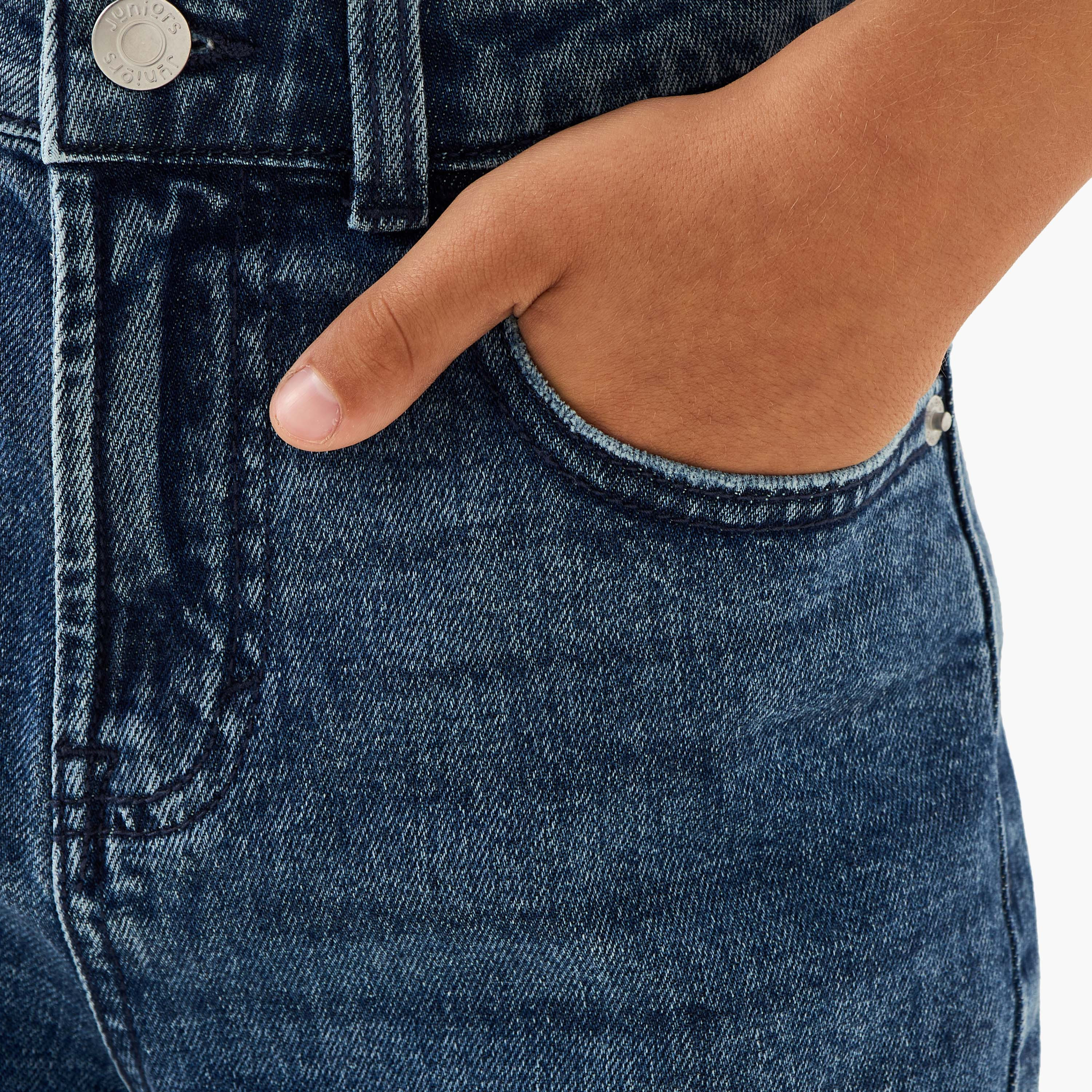 Juniors Button Waist Denim Shorts with Pockets-boys-clothing-bottoms-shorts-image-4