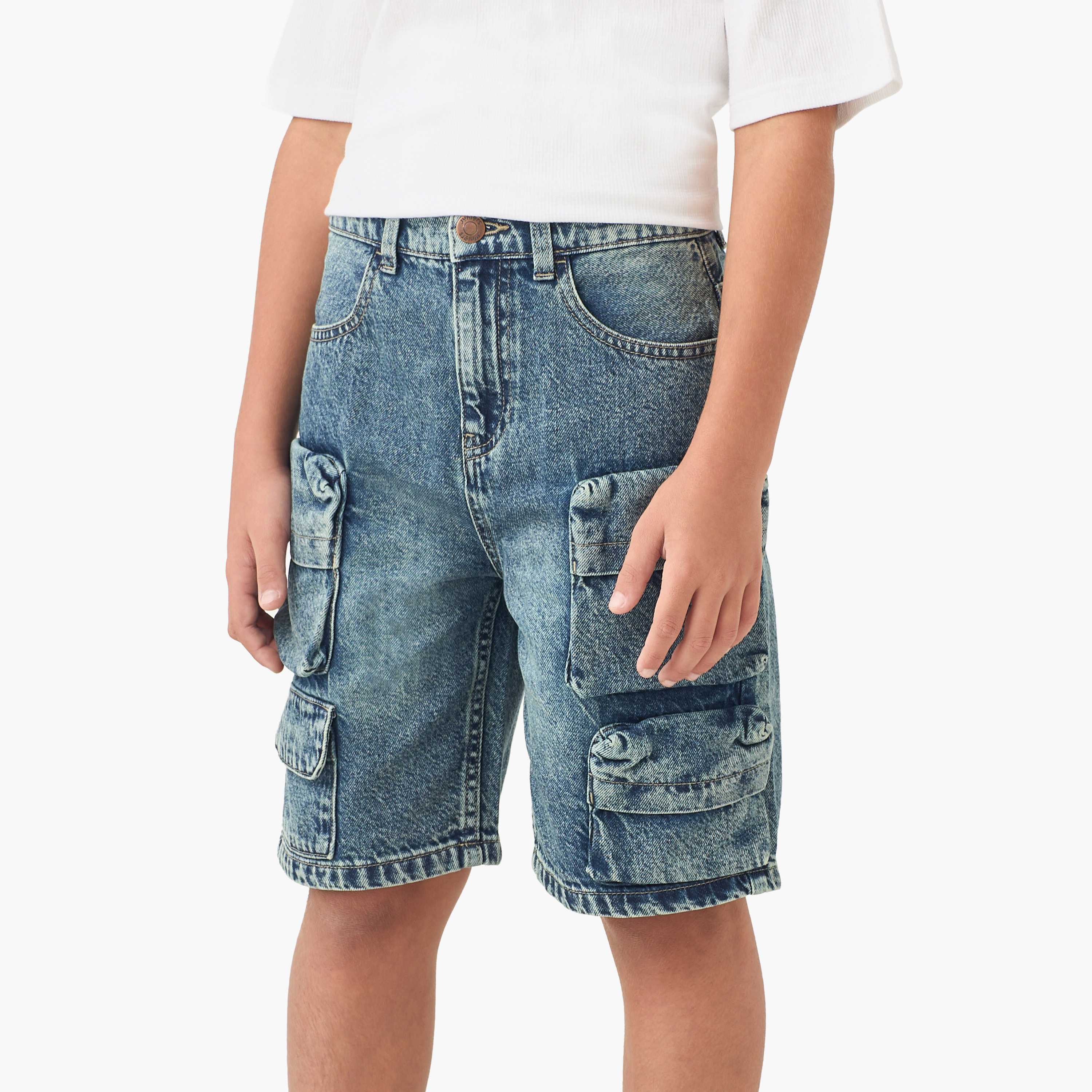 شورت دينم بزر إغلاق وجيوب كارجو من جونيورز-boys-clothing-bottoms-shorts-image-4