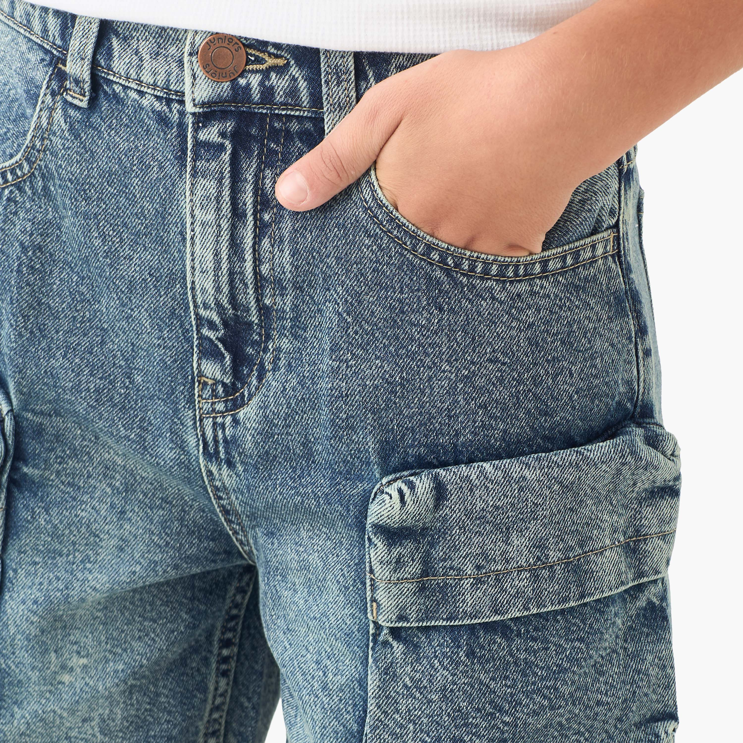 شورت دينم بزر إغلاق وجيوب كارجو من جونيورز-boys-clothing-bottoms-shorts-image-1