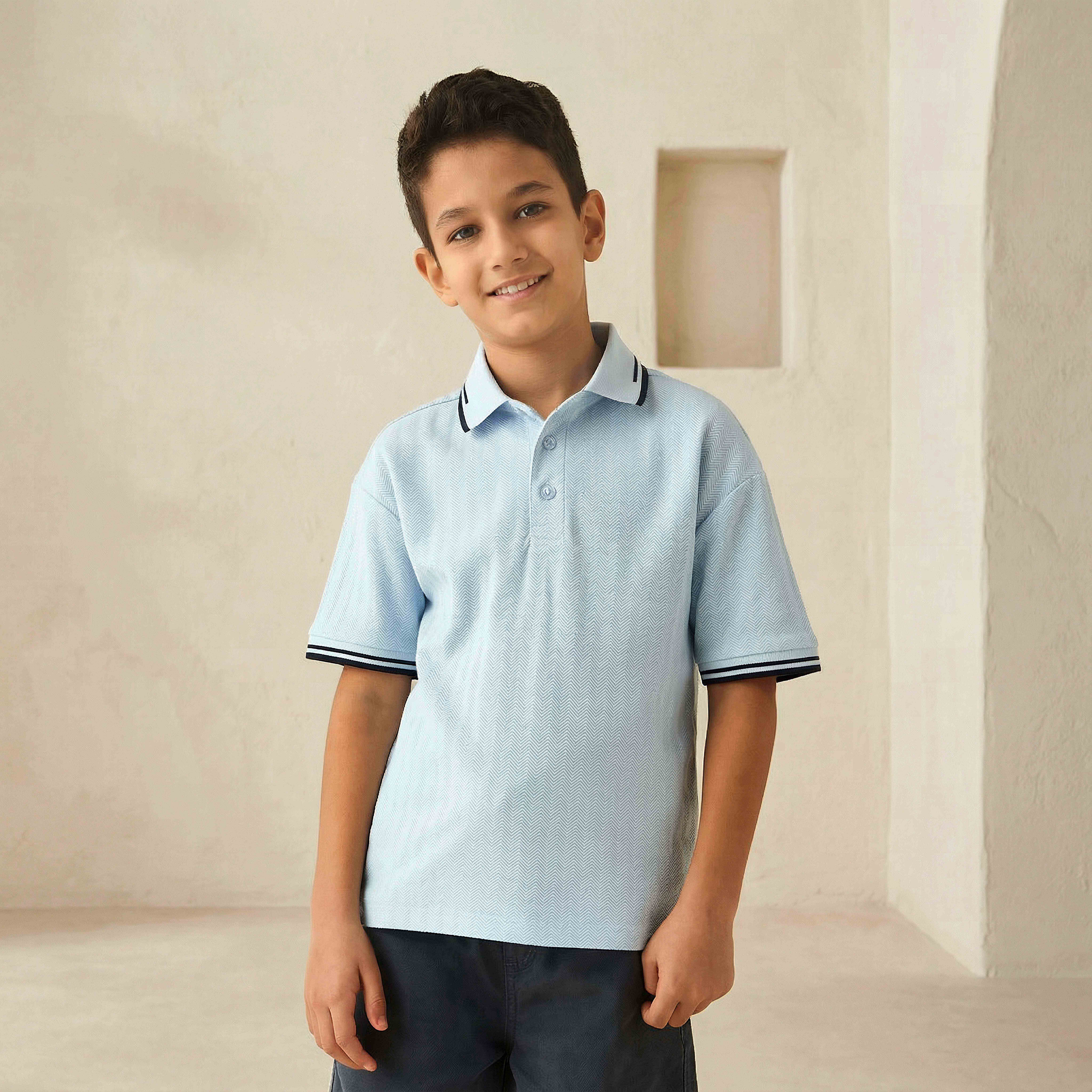 تيشيرت بولو بارز الملمس بأكمام قصيرة من جونيورز-boys-clothing-tshirtsandpolos-image-5