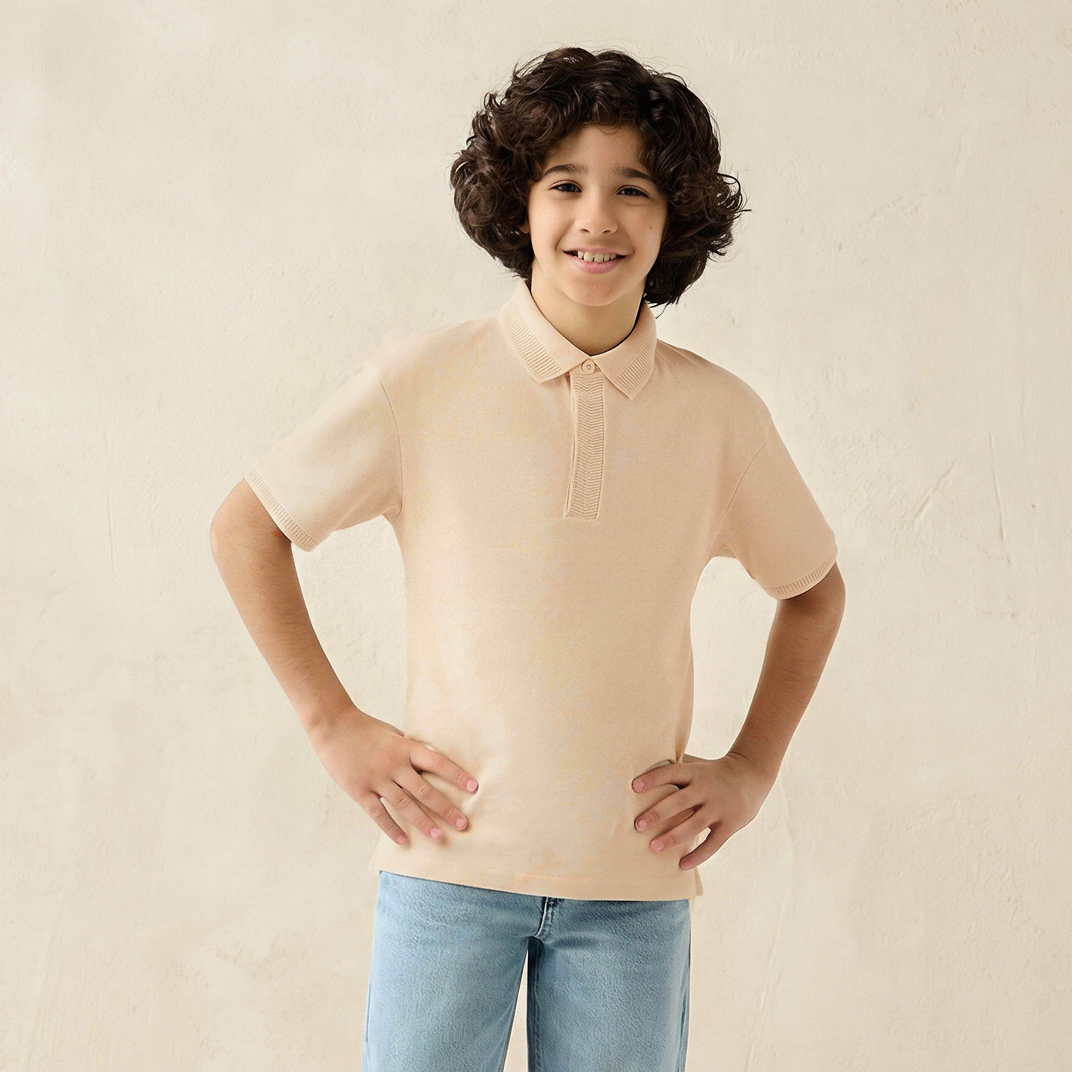 Juniors Collared Short Sleeves Polo T-shirt with Button Placket-boys-clothing-tshirtsandpolos-image-1