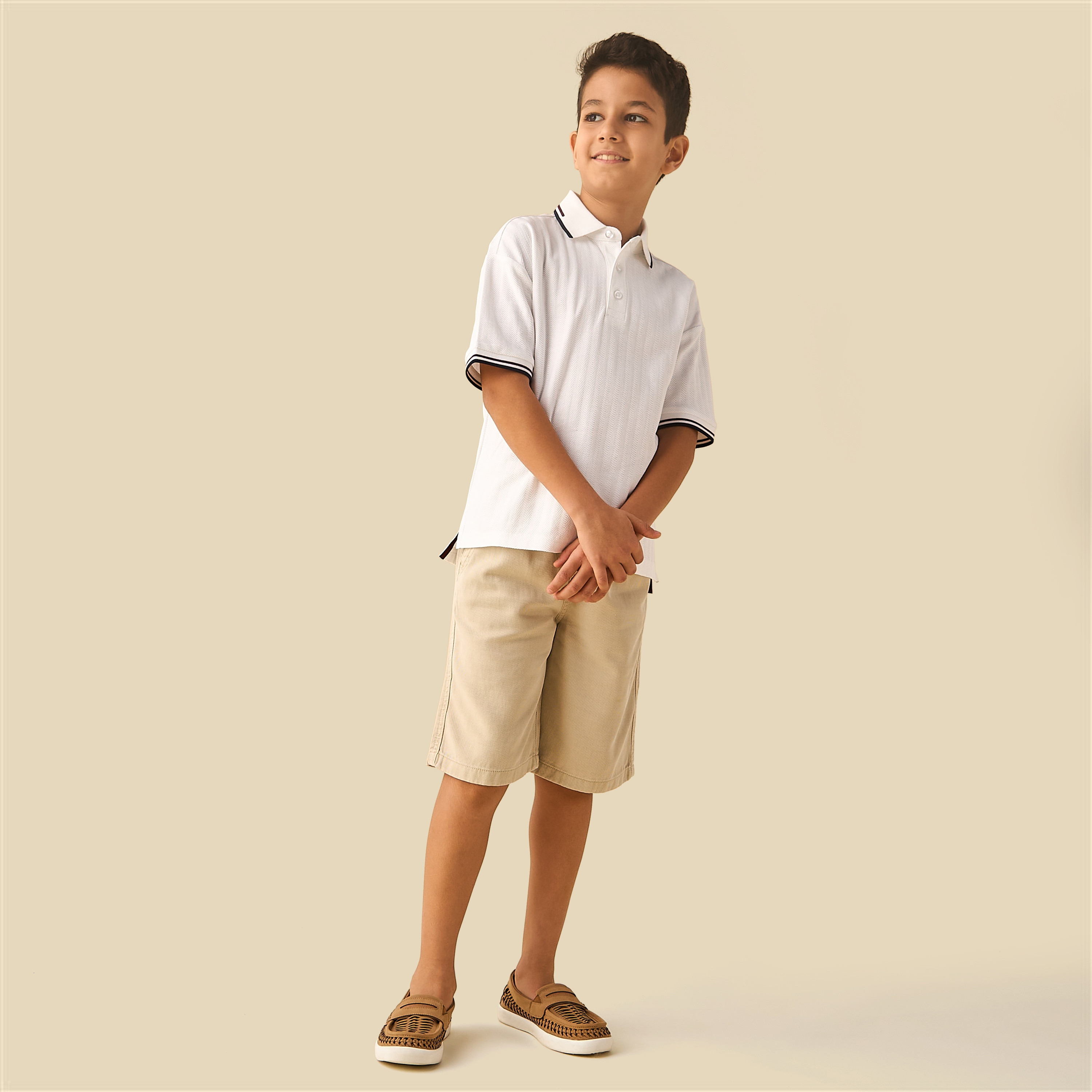 Juniors Collared Short Sleeves Polo T-shirt with Textured Design-boys-clothing-tshirtsandpolos-image-2