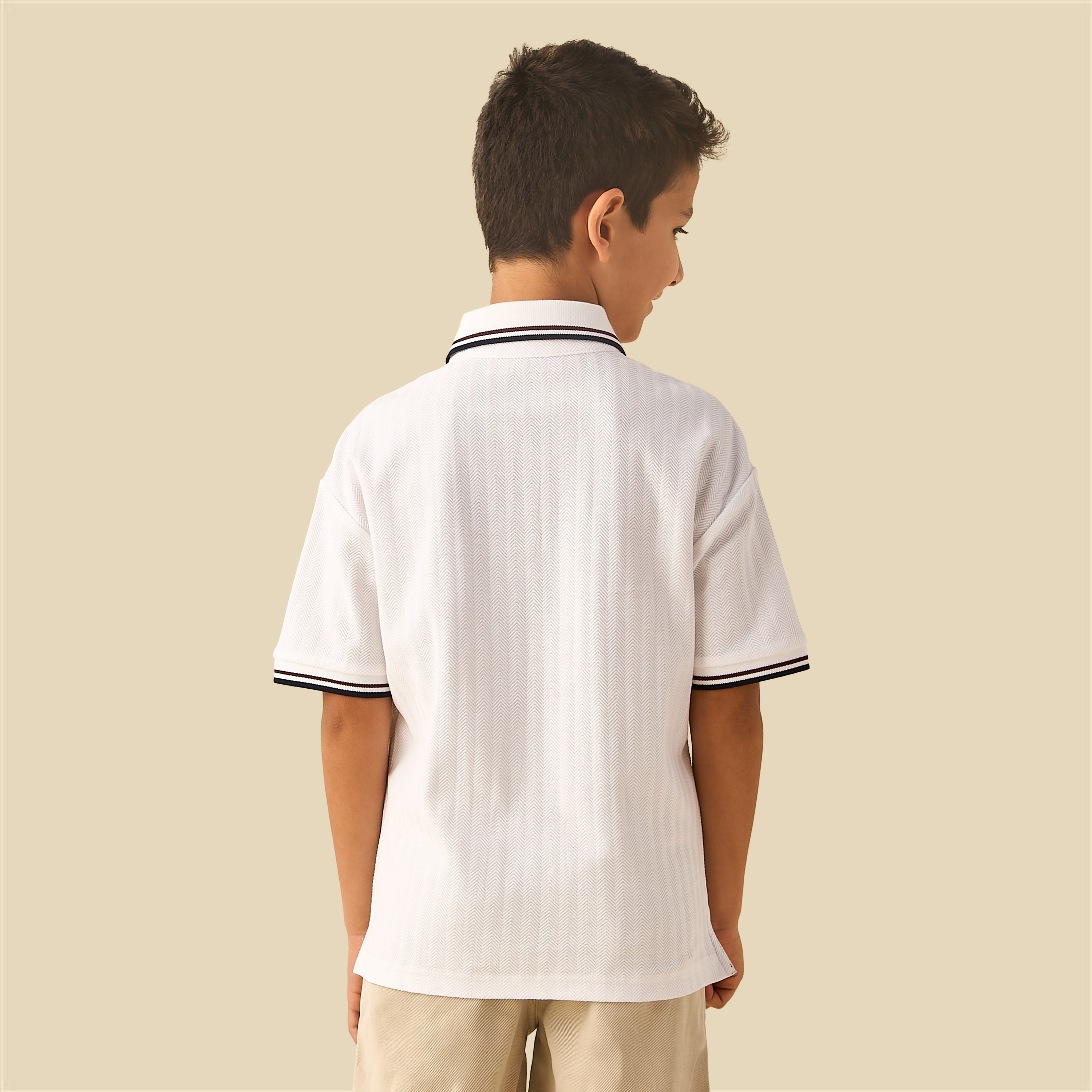 Juniors Collared Short Sleeves Polo T-shirt with Textured Design-boys-clothing-tshirtsandpolos-image-3