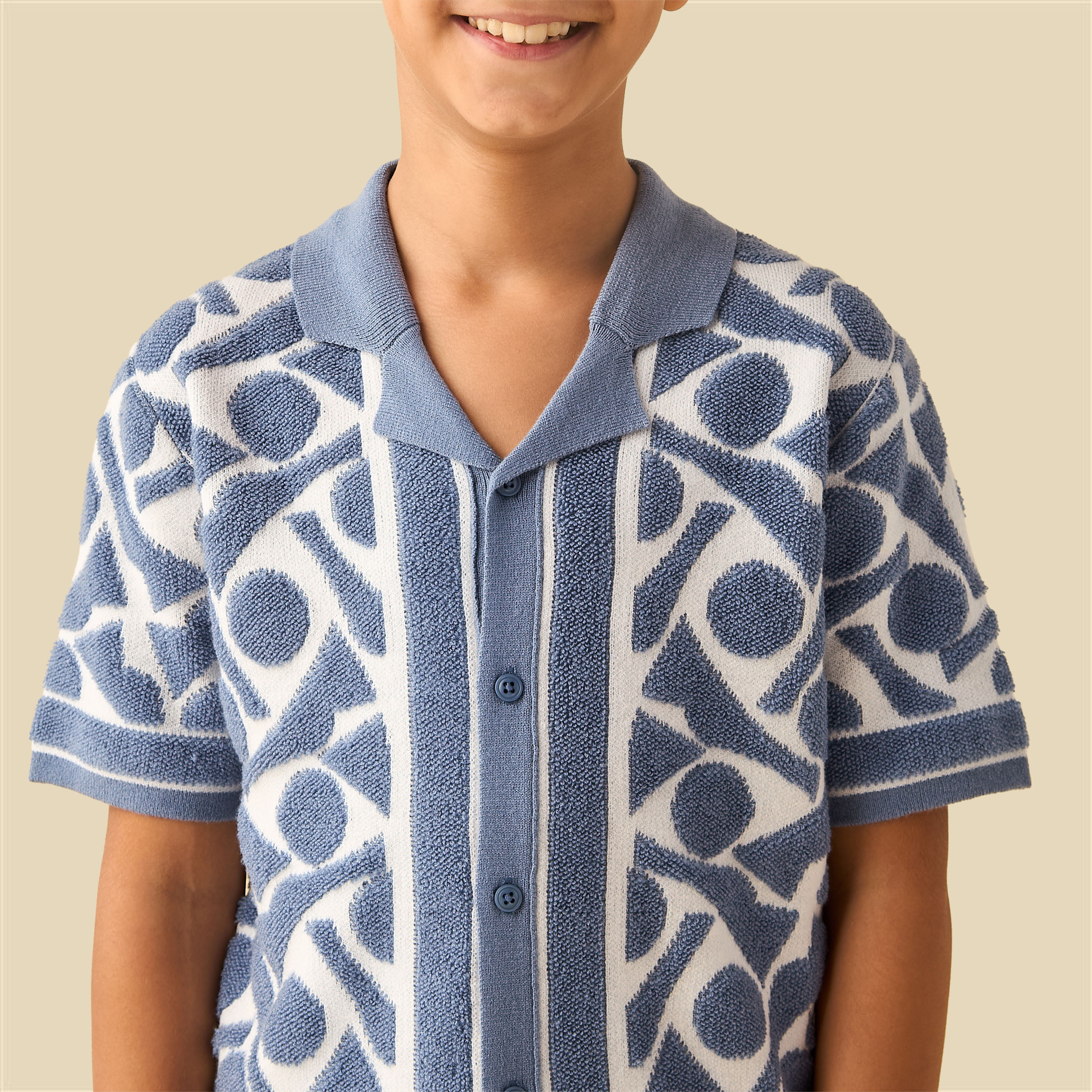 Juniors Short Sleeves Shirt with Abstract Print-boys-clothing-shirts-image-4