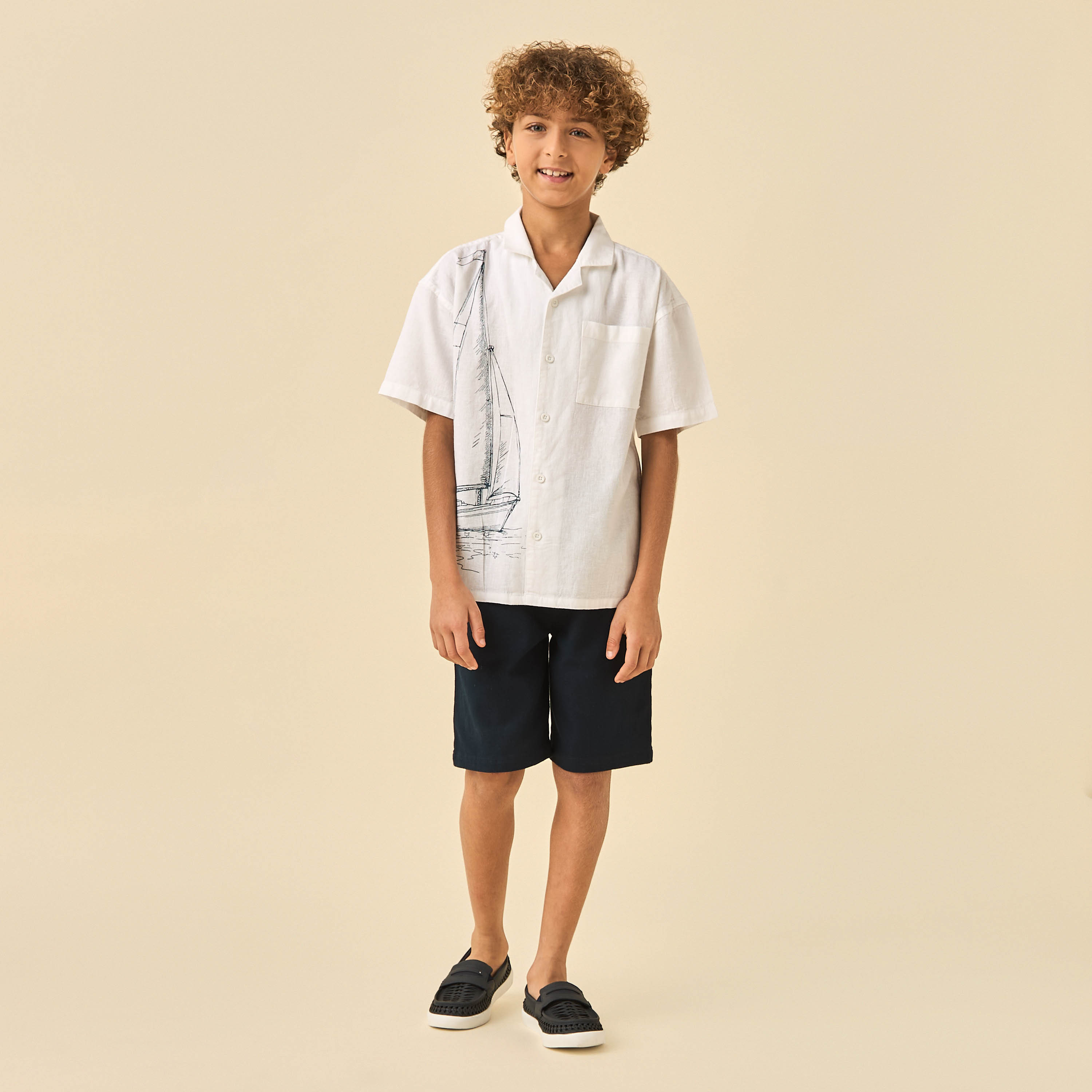 Juniors Short Sleeves Shirt with Sailboat Print-boys-clothing-shirts-image-2