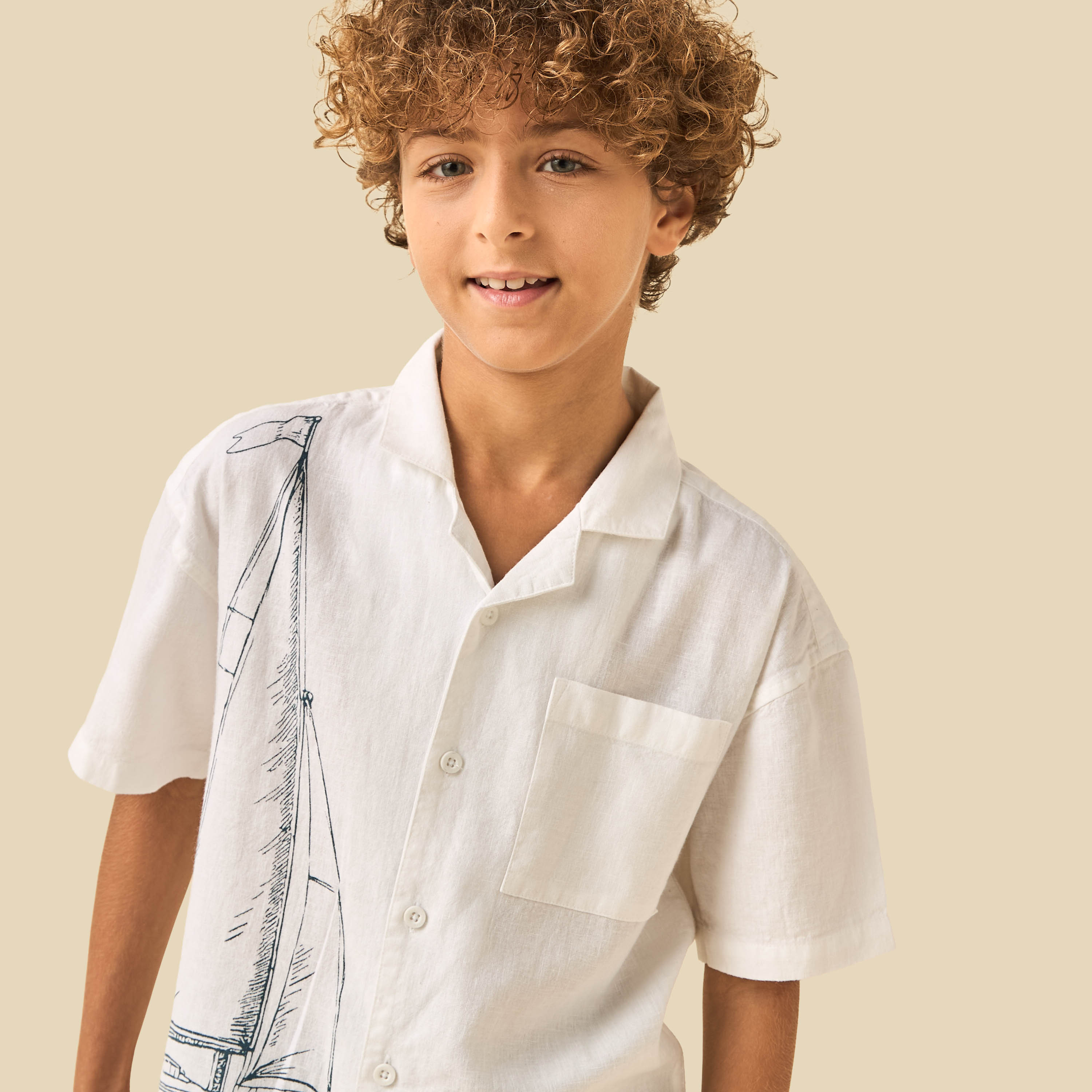 Juniors Short Sleeves Shirt with Sailboat Print-boys-clothing-shirts-image-4