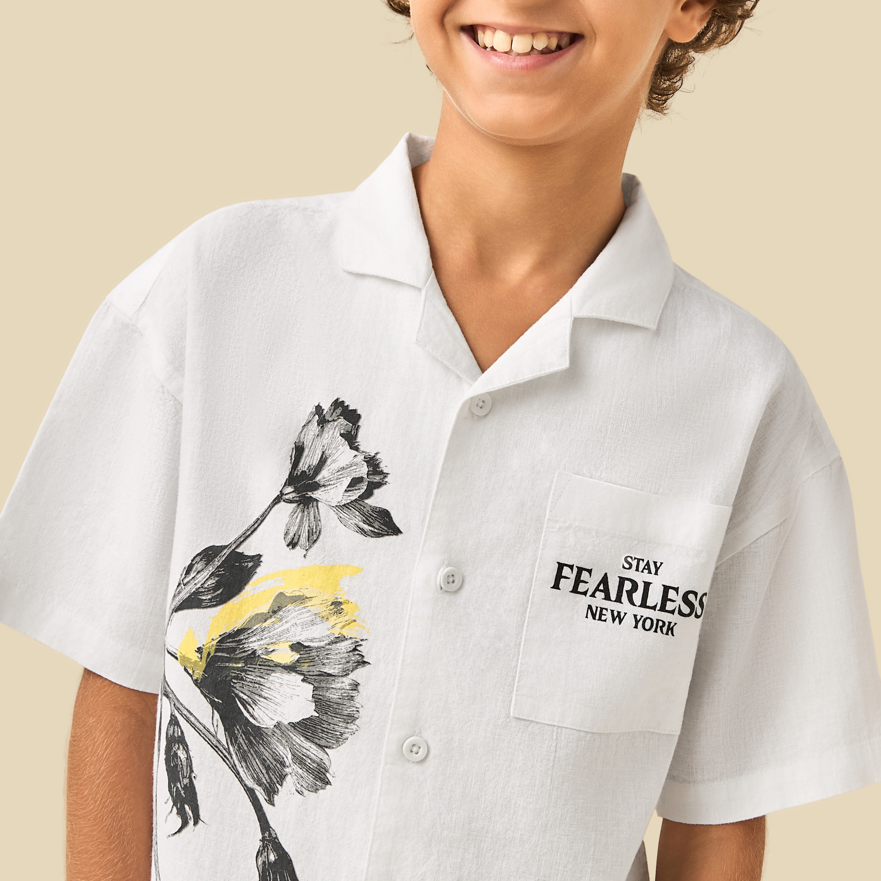 Juniors Short Sleeves Shirt with Floral Print-boys-clothing-shirts-image-4