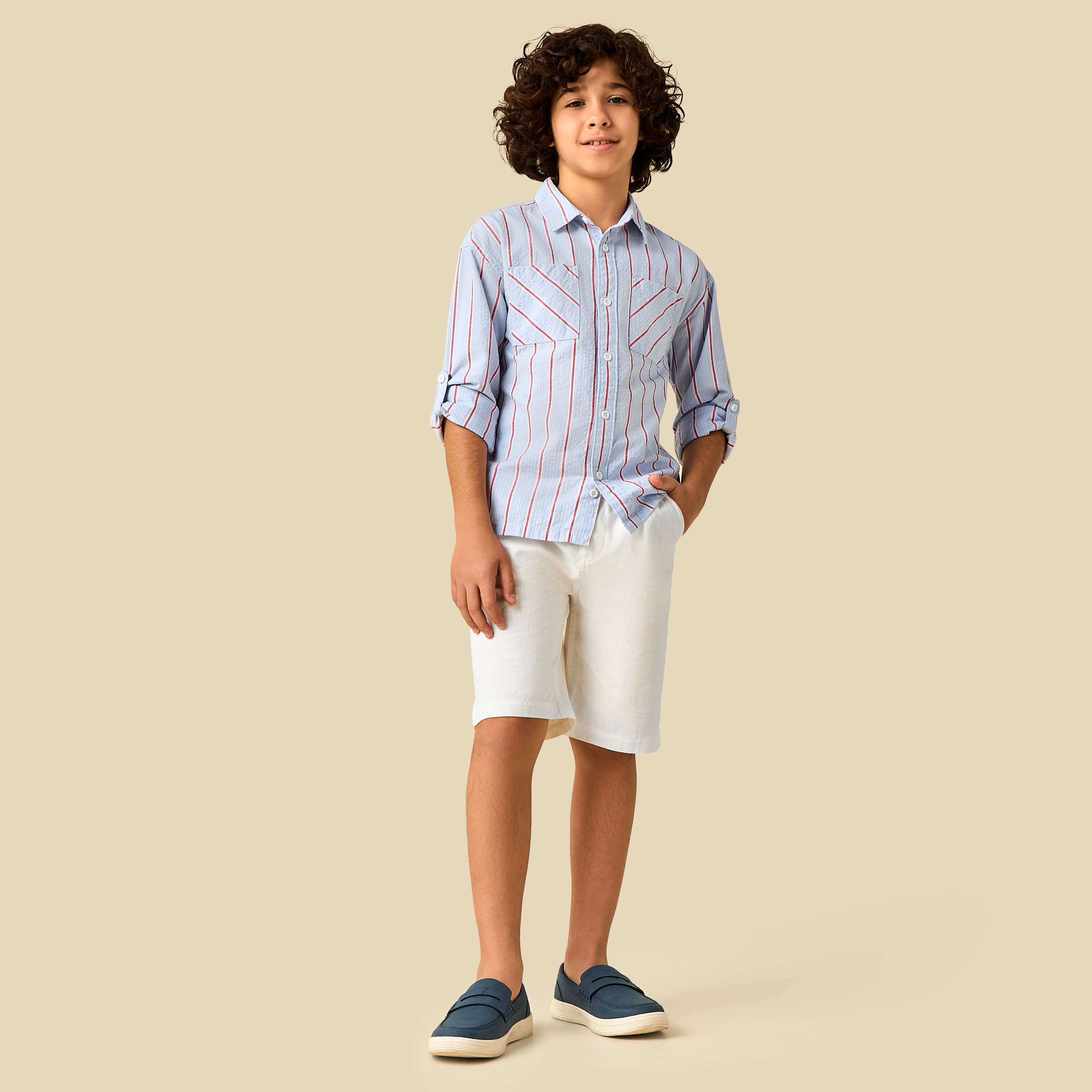 Juniors Long Sleeves Shirt with Stripes-boys-clothing-shirts-image-3