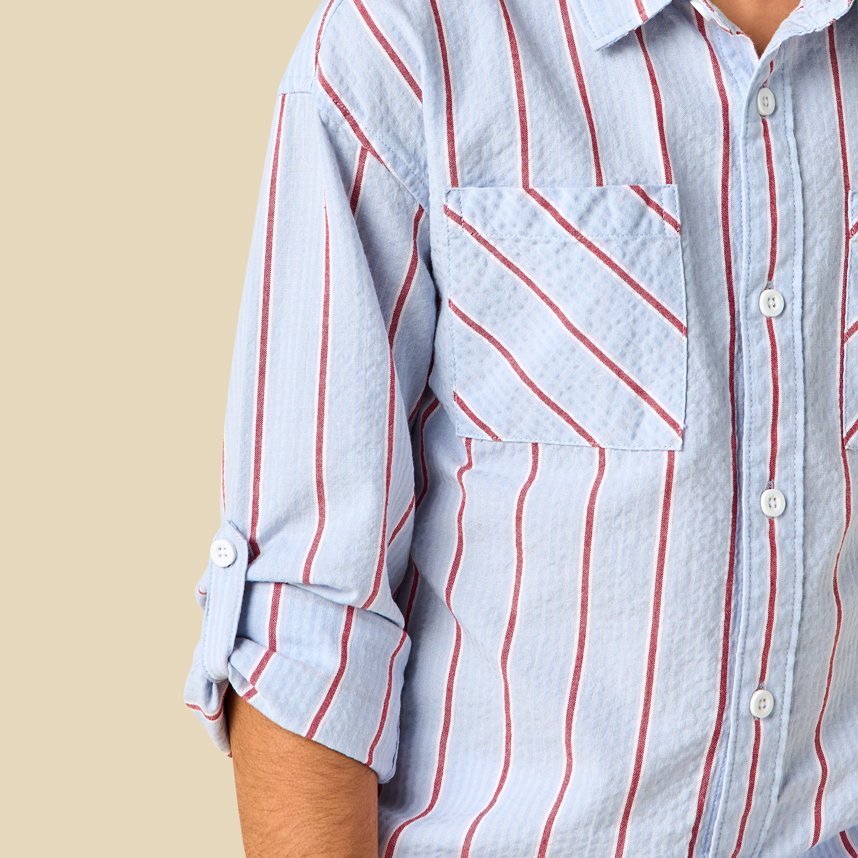 Juniors Long Sleeves Shirt with Stripes-boys-clothing-shirts-image-7