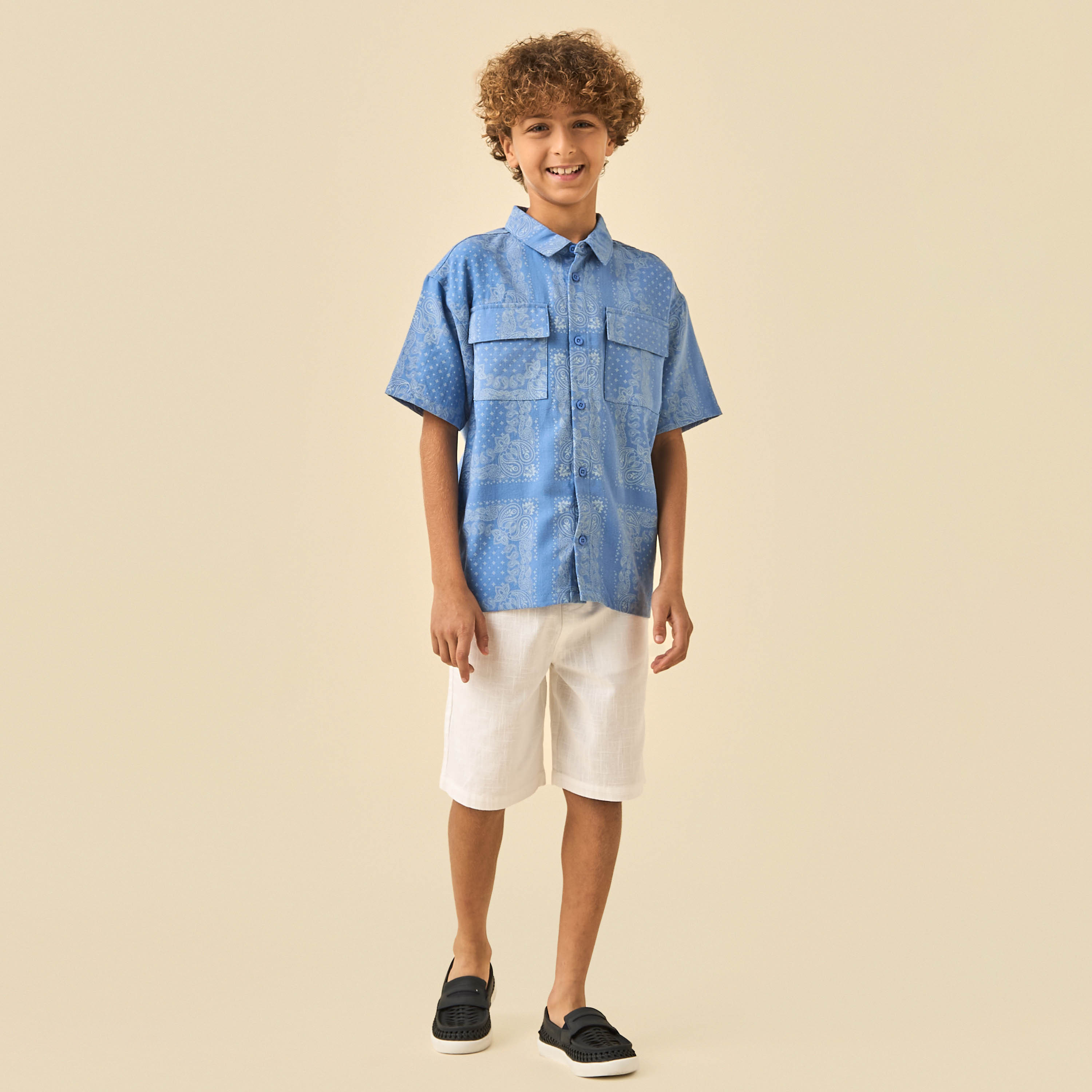Juniors Short Sleeves Shirt with Paisley Print-boys-clothing-shirts-image-2