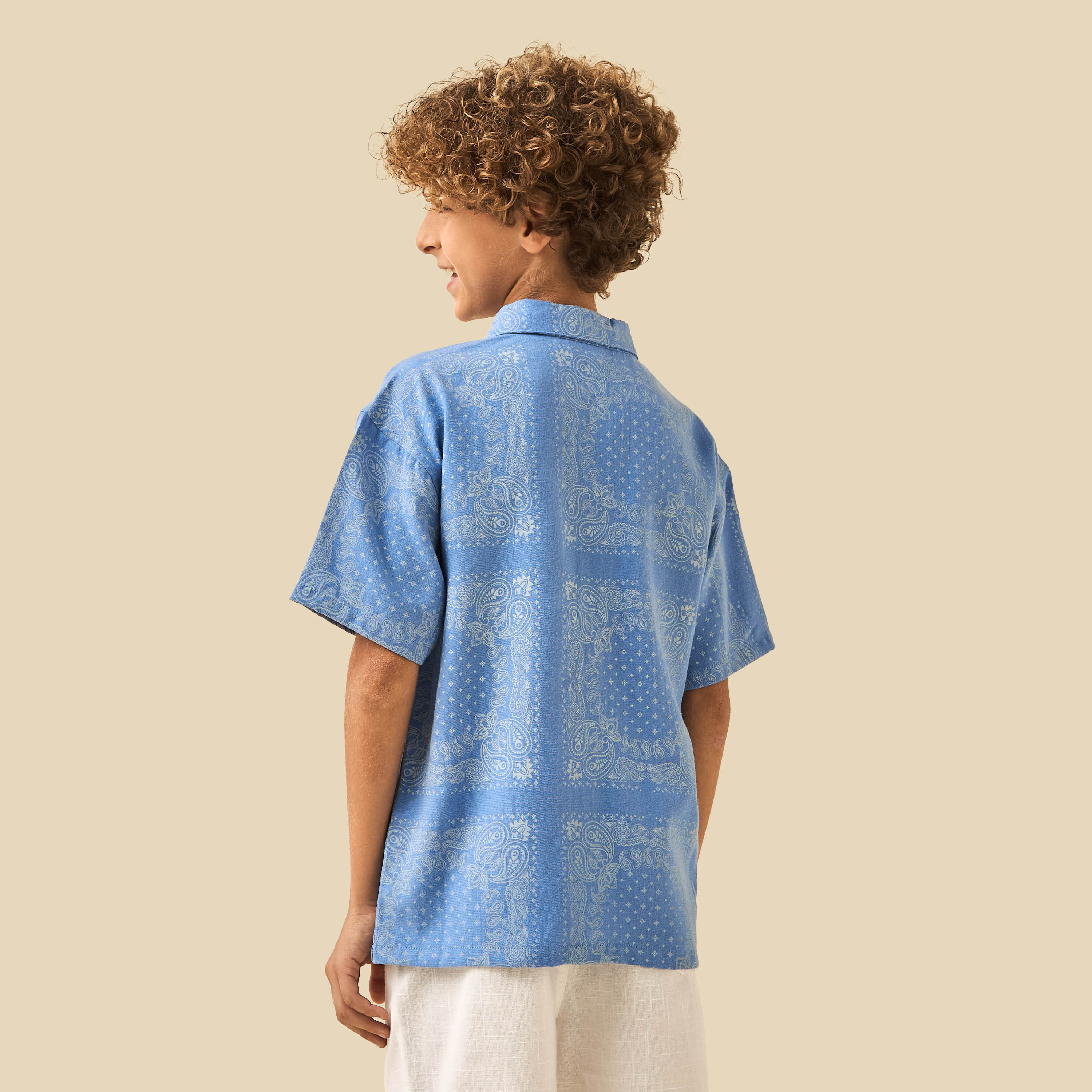 Juniors Short Sleeves Shirt with Paisley Print-boys-clothing-shirts-image-3