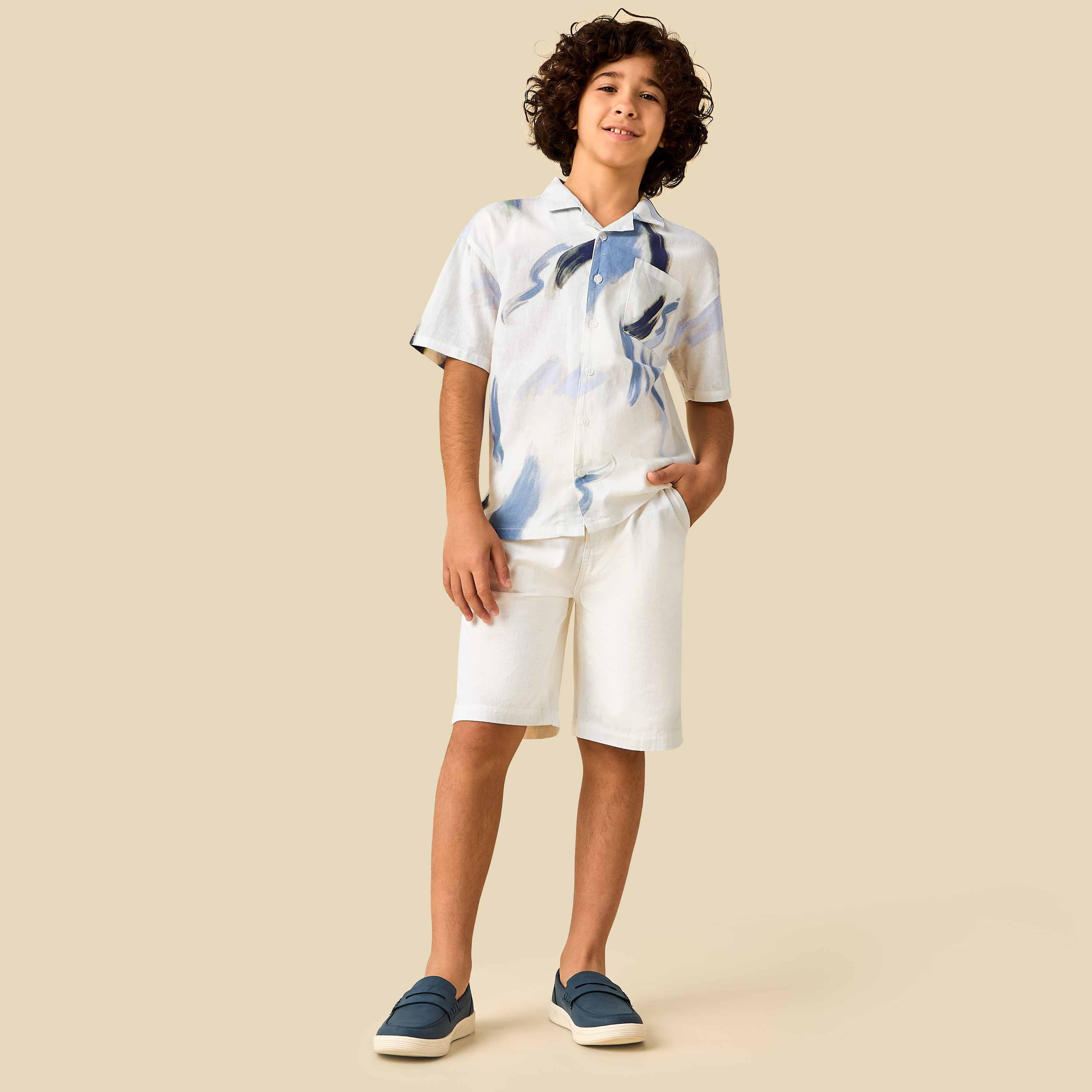 Juniors Short Sleeves Shirt with Abstract Print-boys-clothing-shirts-image-2