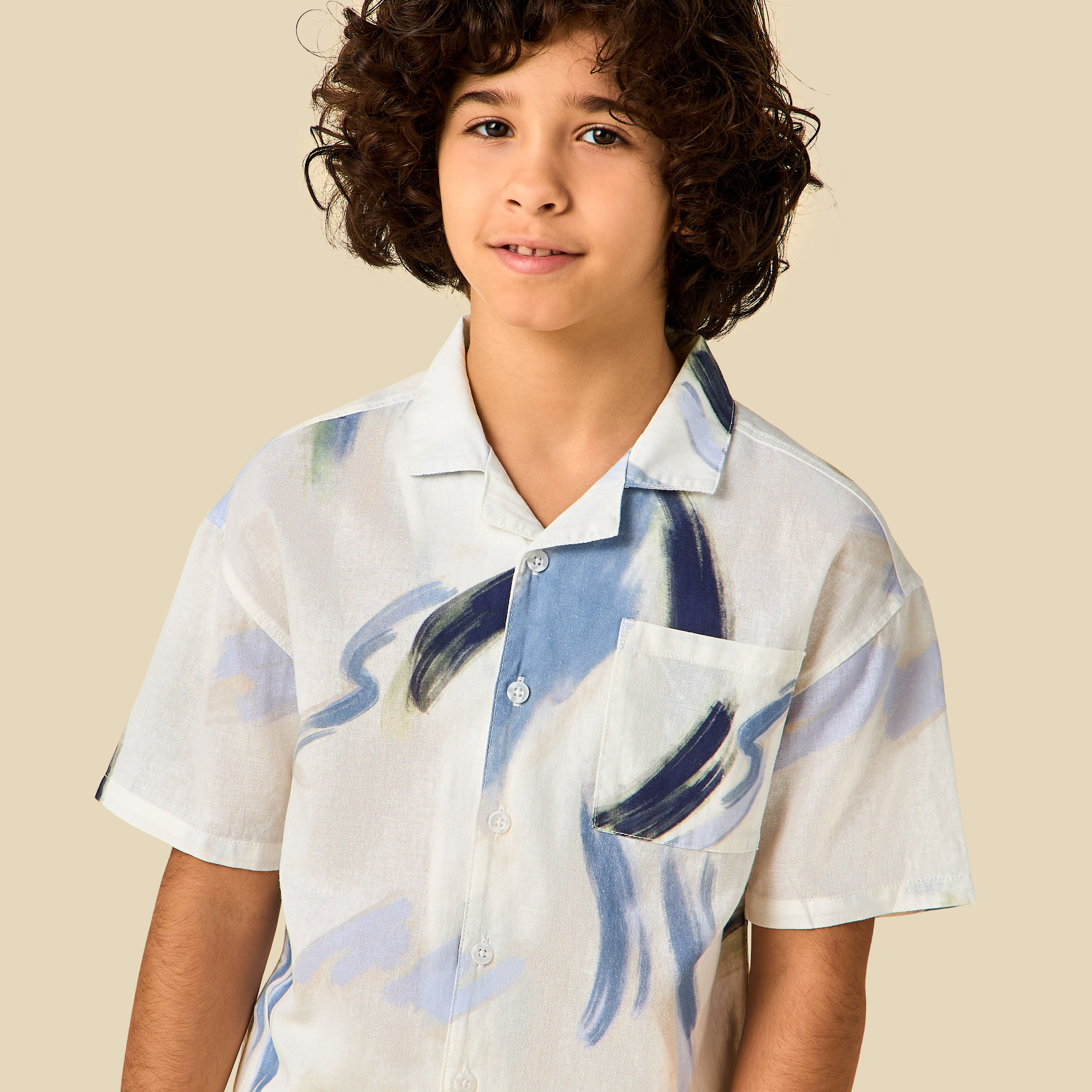 Juniors Short Sleeves Shirt with Abstract Print-boys-clothing-shirts-image-5