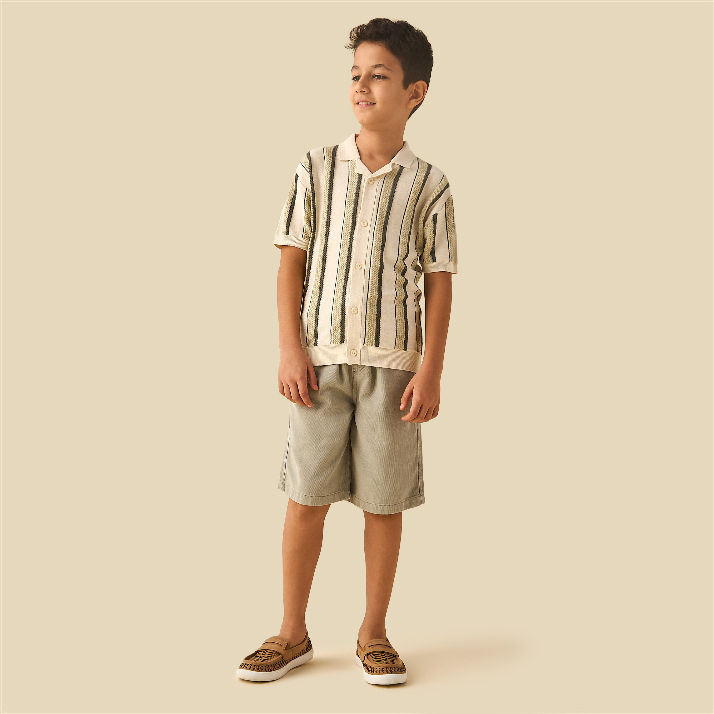 Juniors Short Sleeves Shirt with Stripes-boys-clothing-shirts-image-2