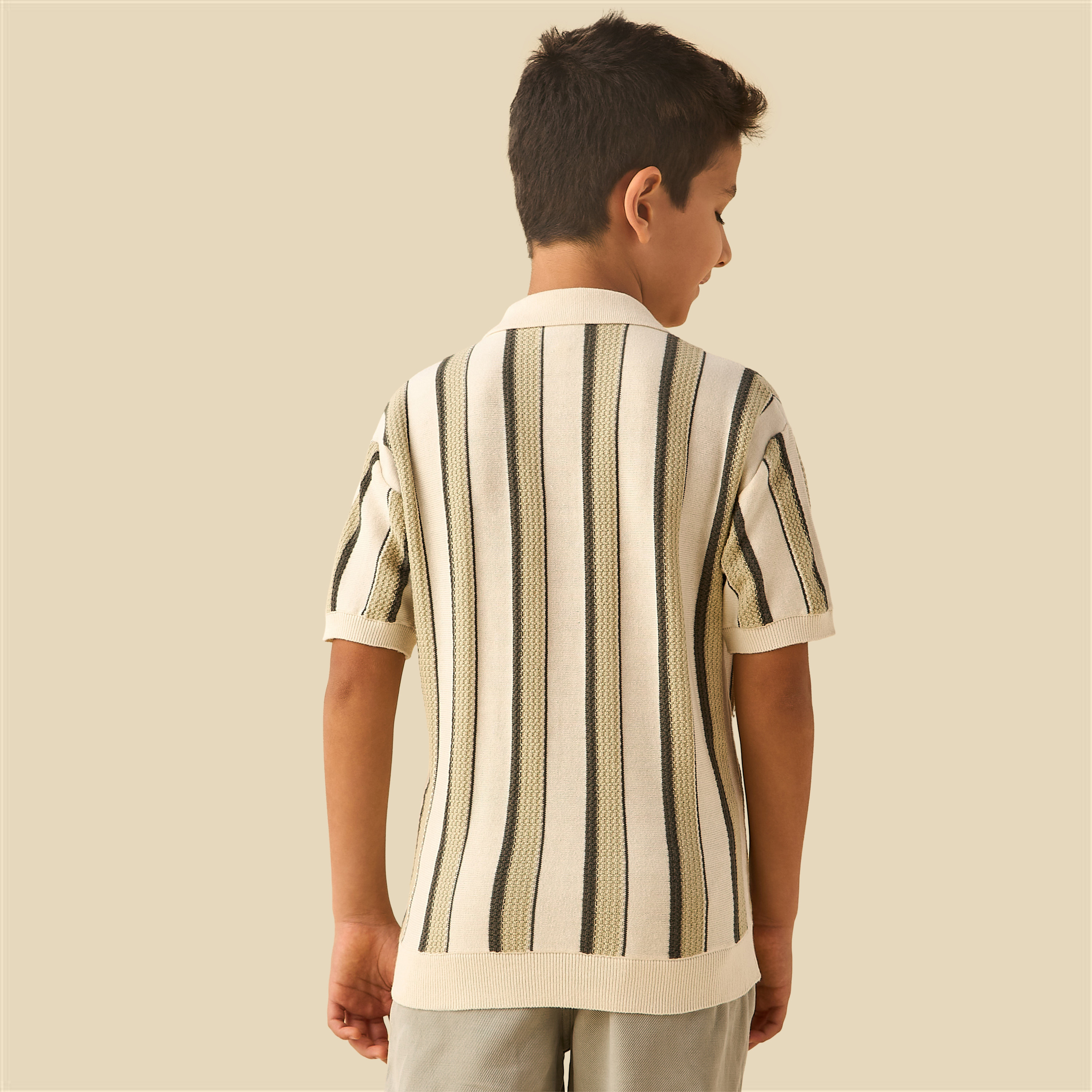 Juniors Short Sleeves Shirt with Stripes-boys-clothing-shirts-image-3