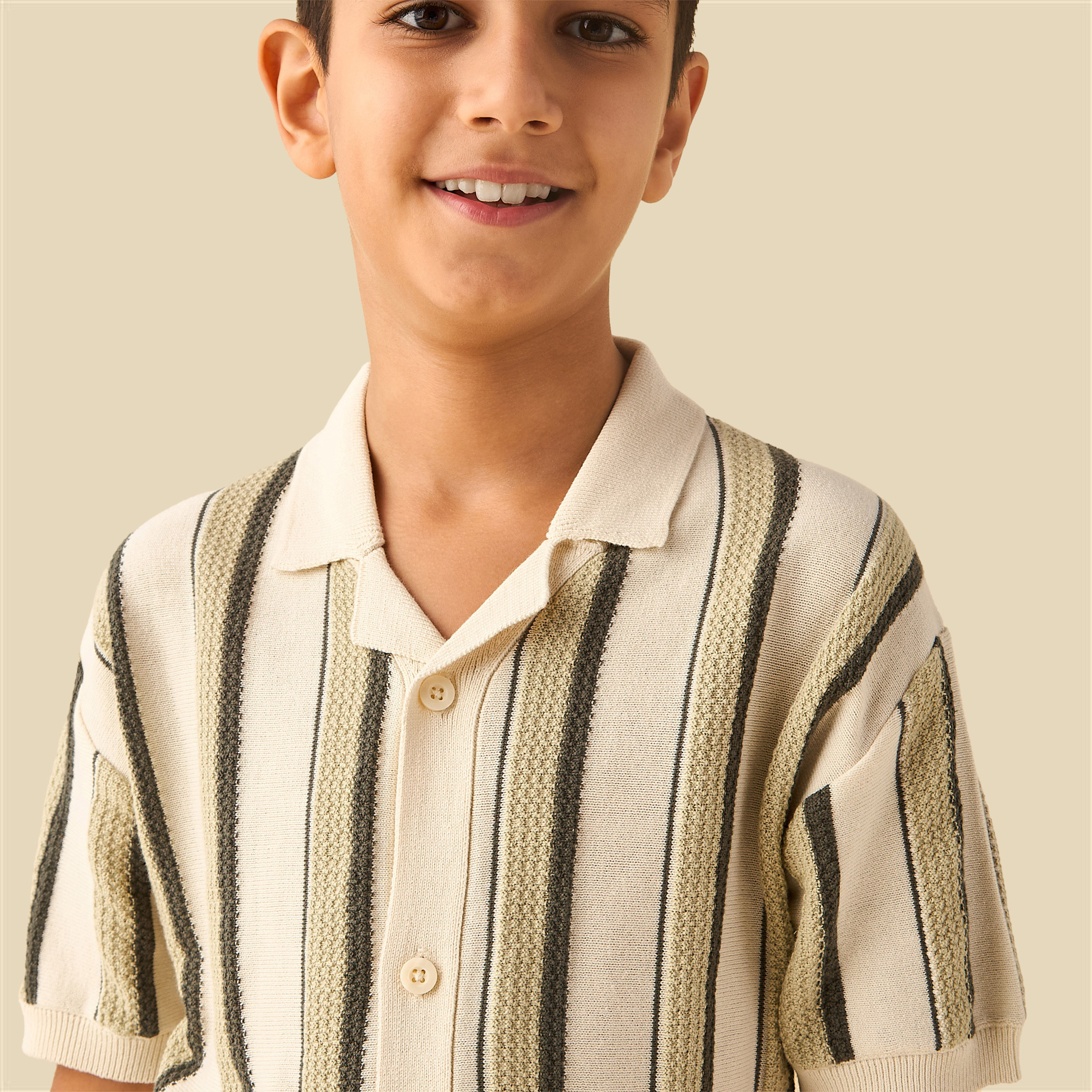 Juniors Short Sleeves Shirt with Stripes-boys-clothing-shirts-image-4