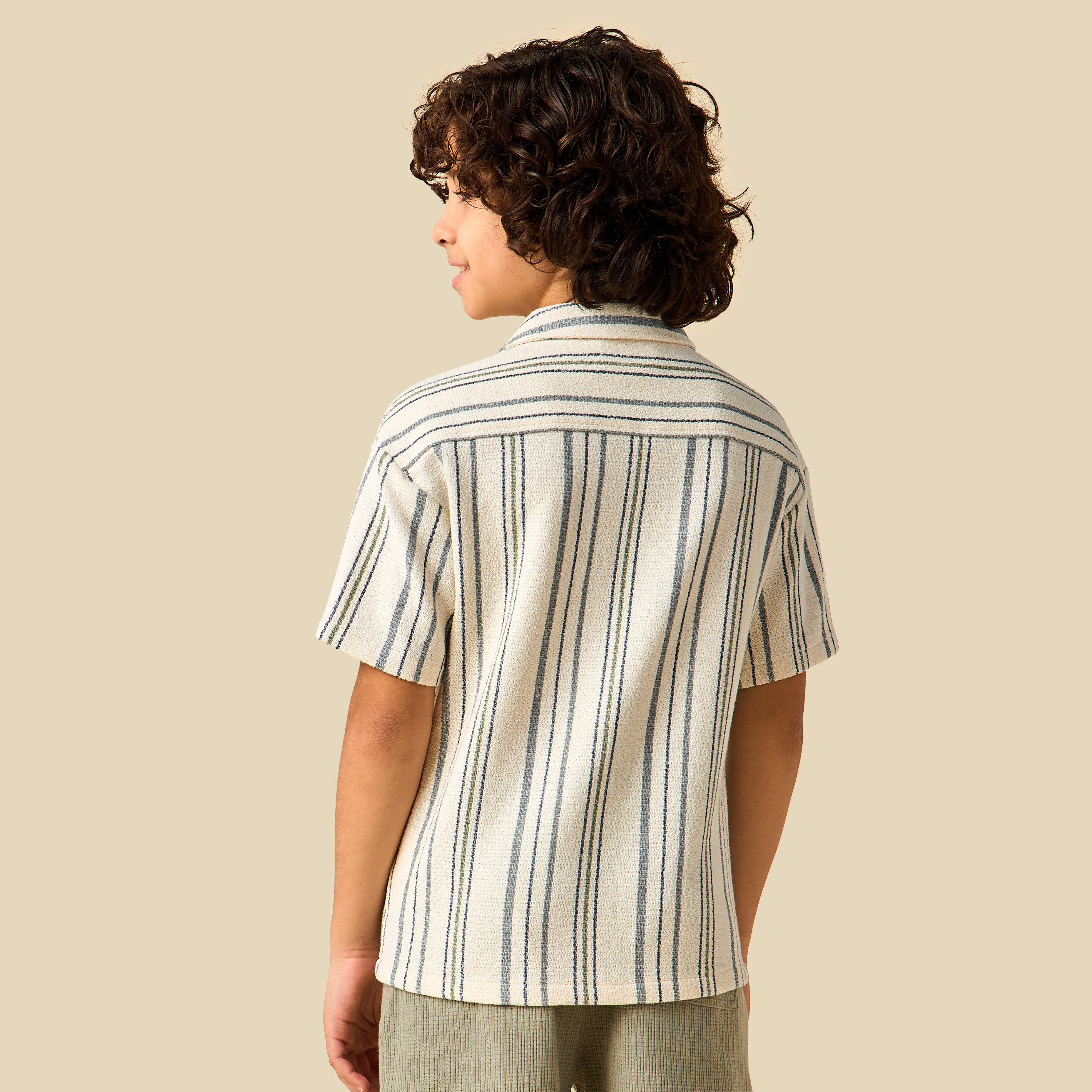 Juniors Short Sleeves Shirt with Stripes-boys-clothing-shirts-image-3